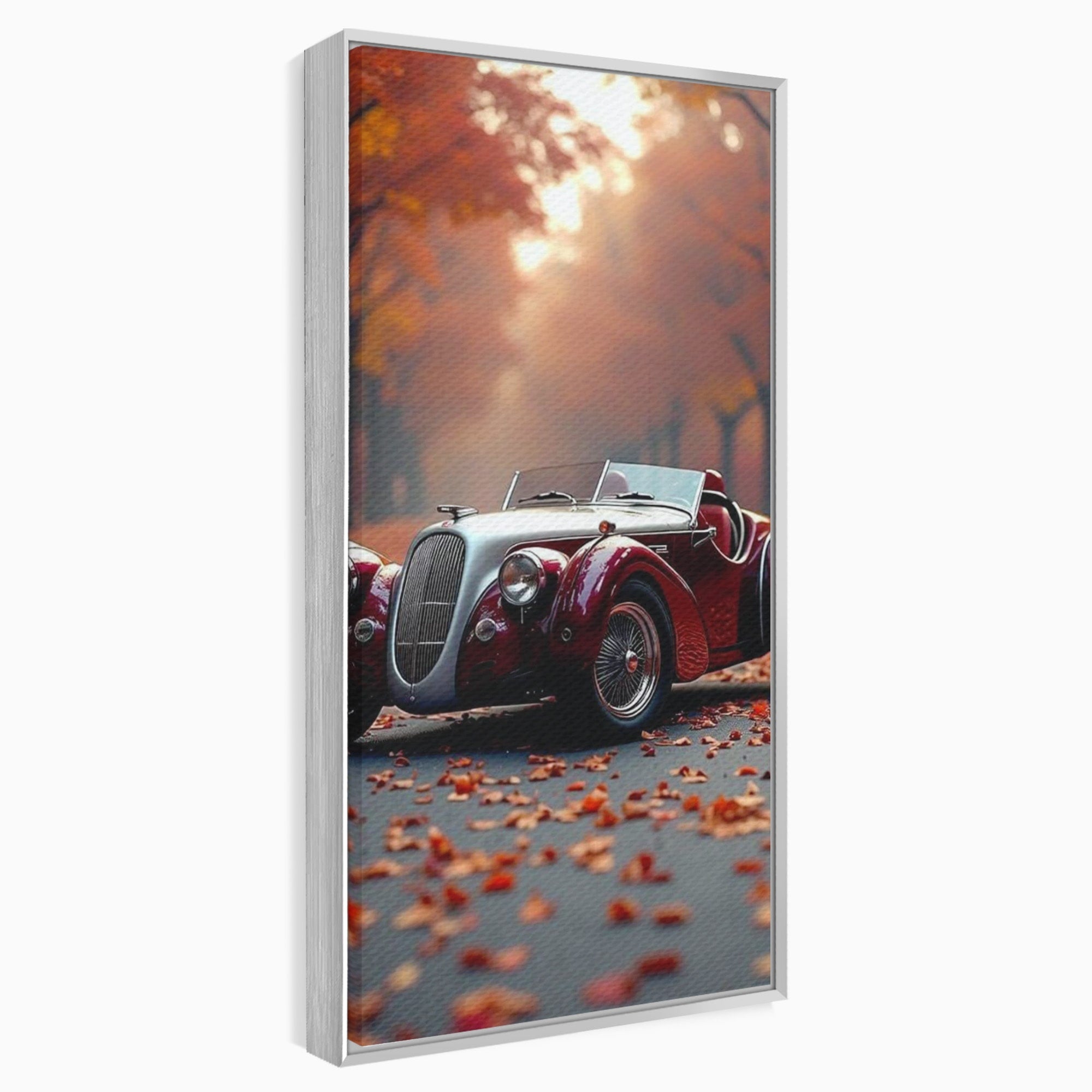 Tablou Canvas Premium LuxCanva® PI1138, Masina Clasica In Toamna, Vechi, Anotimp, Frunze, Retro, Living, Culori Vibrante