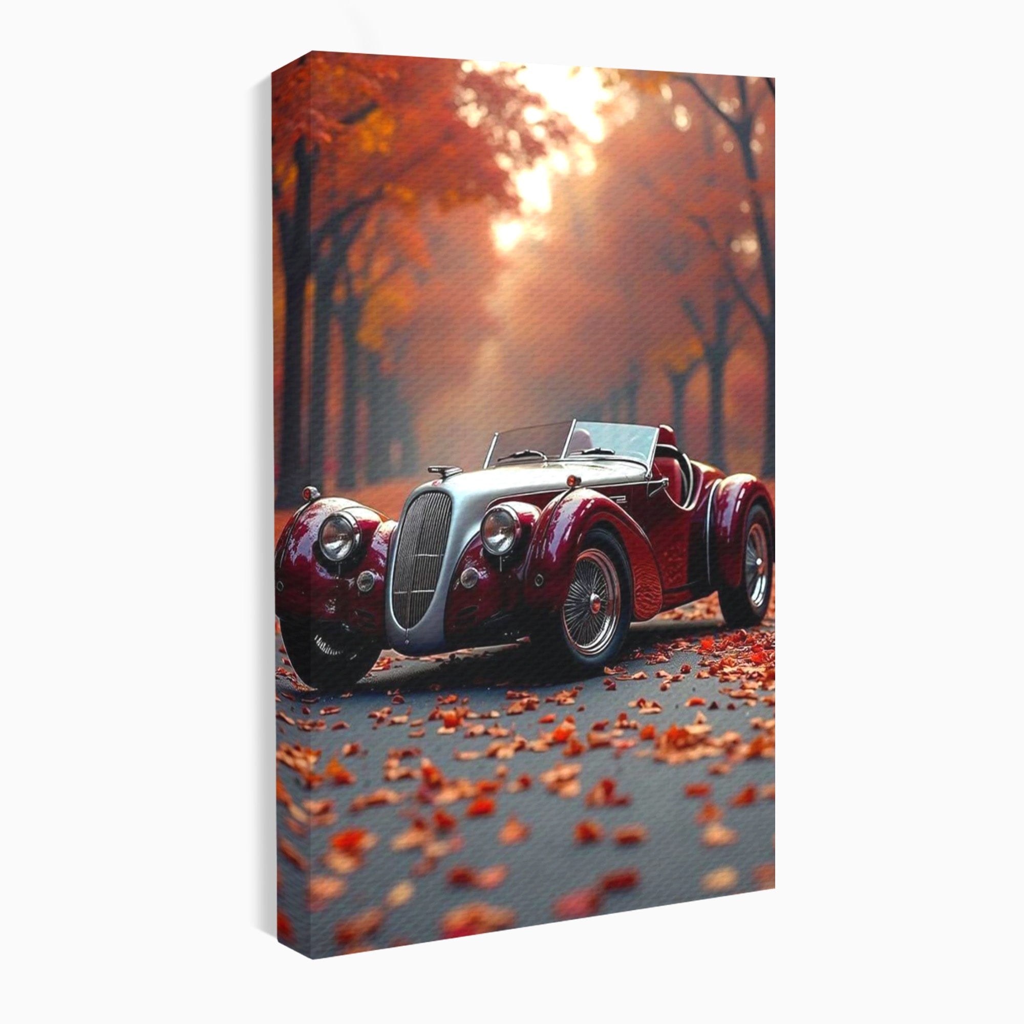 Tablou Canvas Premium LuxCanva® PI1138, Masina Clasica In Toamna, Vechi, Anotimp, Frunze, Retro, Living, Culori Vibrante