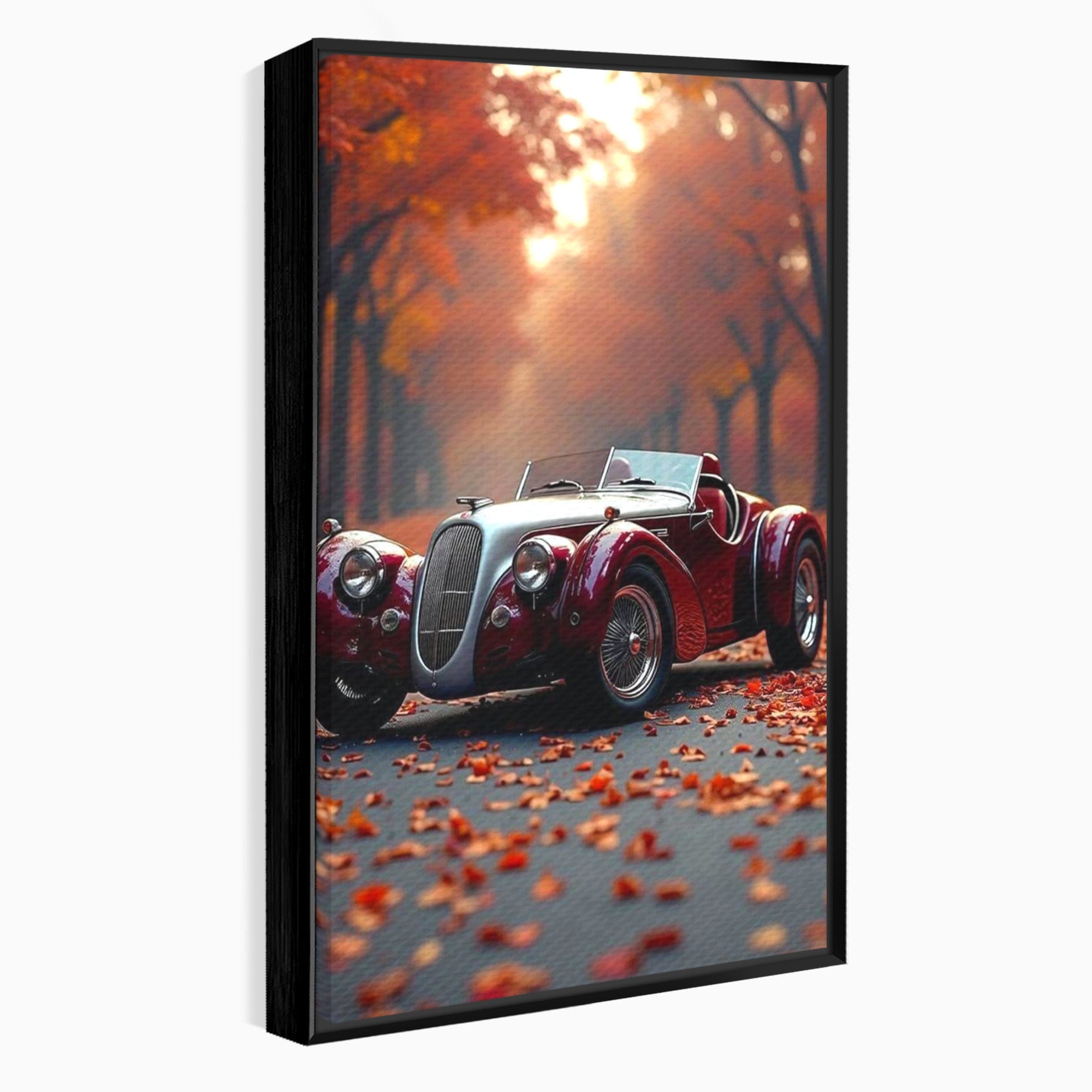 Tablou Canvas Premium LuxCanva® PI1138, Masina Clasica In Toamna, Vechi, Anotimp, Frunze, Retro, Living, Culori Vibrante