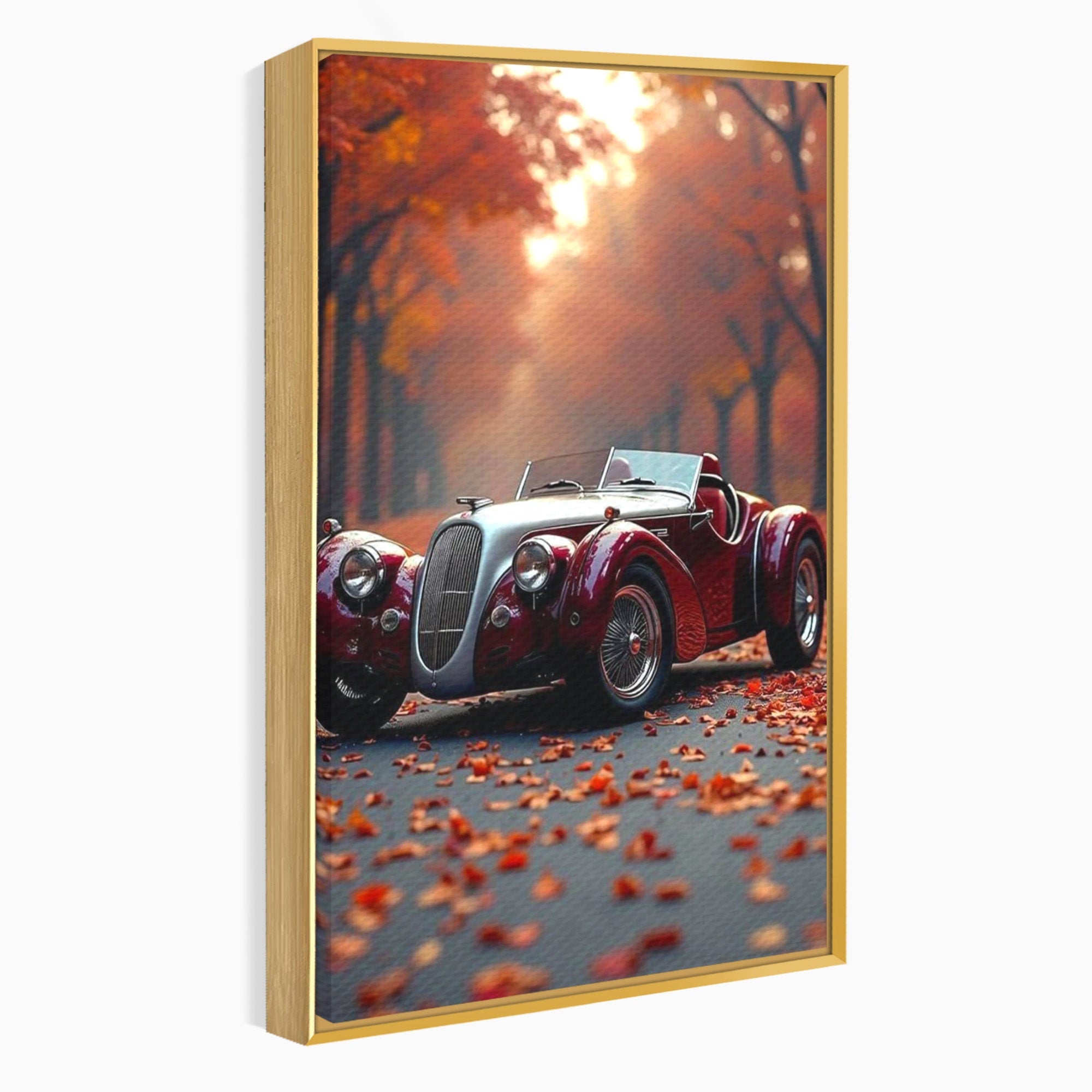 Tablou Canvas Premium LuxCanva® PI1138, Masina Clasica In Toamna, Vechi, Anotimp, Frunze, Retro, Living, Culori Vibrante
