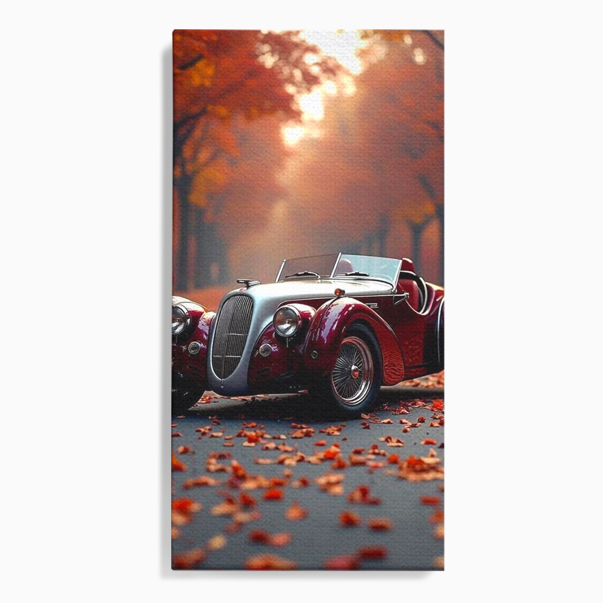 Tablou Canvas Premium LuxCanva® PI1138, Masina Clasica In Toamna, Vechi, Anotimp, Frunze, Retro, Living, Culori Vibrante