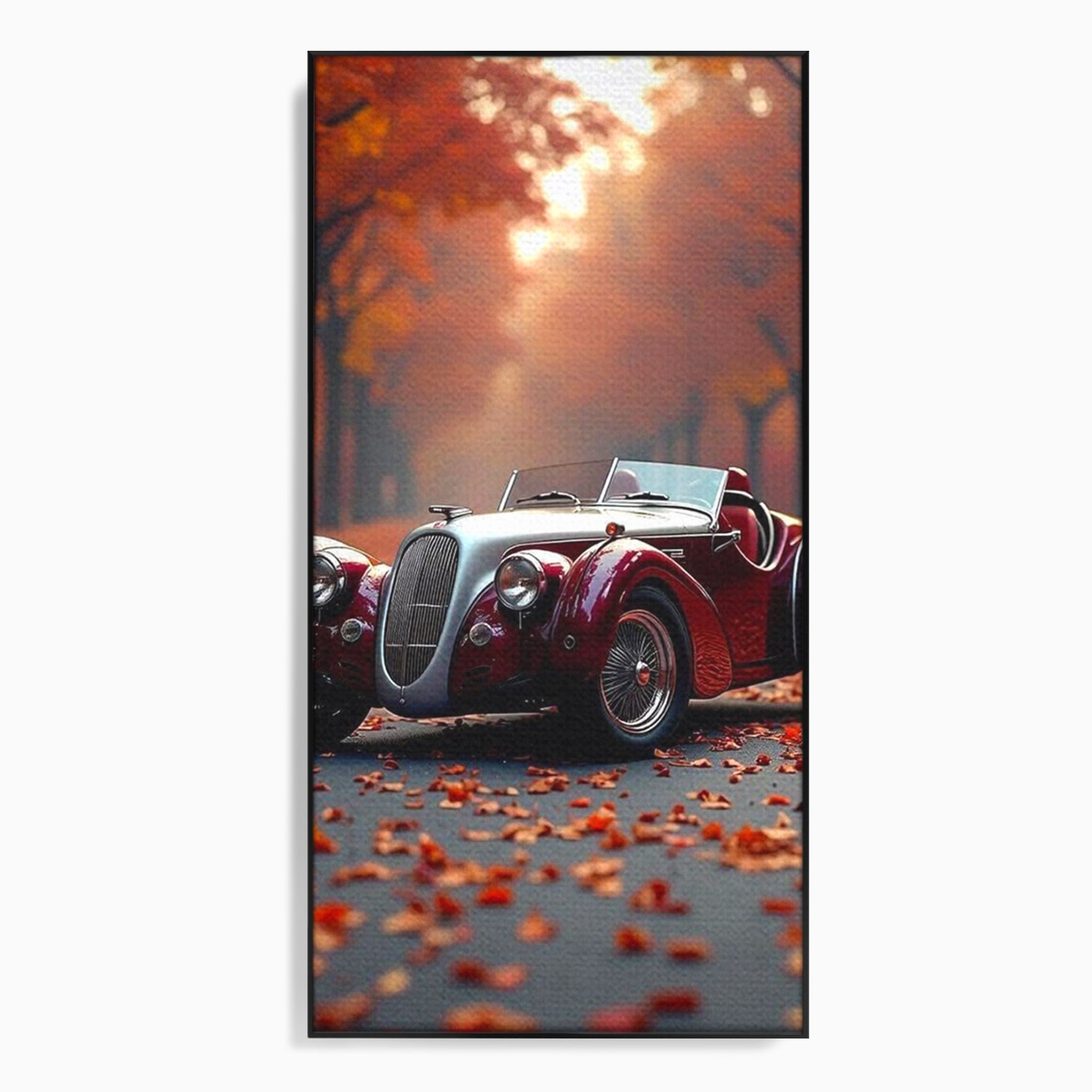 Tablou Canvas Premium LuxCanva® PI1138, Masina Clasica In Toamna, Vechi, Anotimp, Frunze, Retro, Living, Culori Vibrante