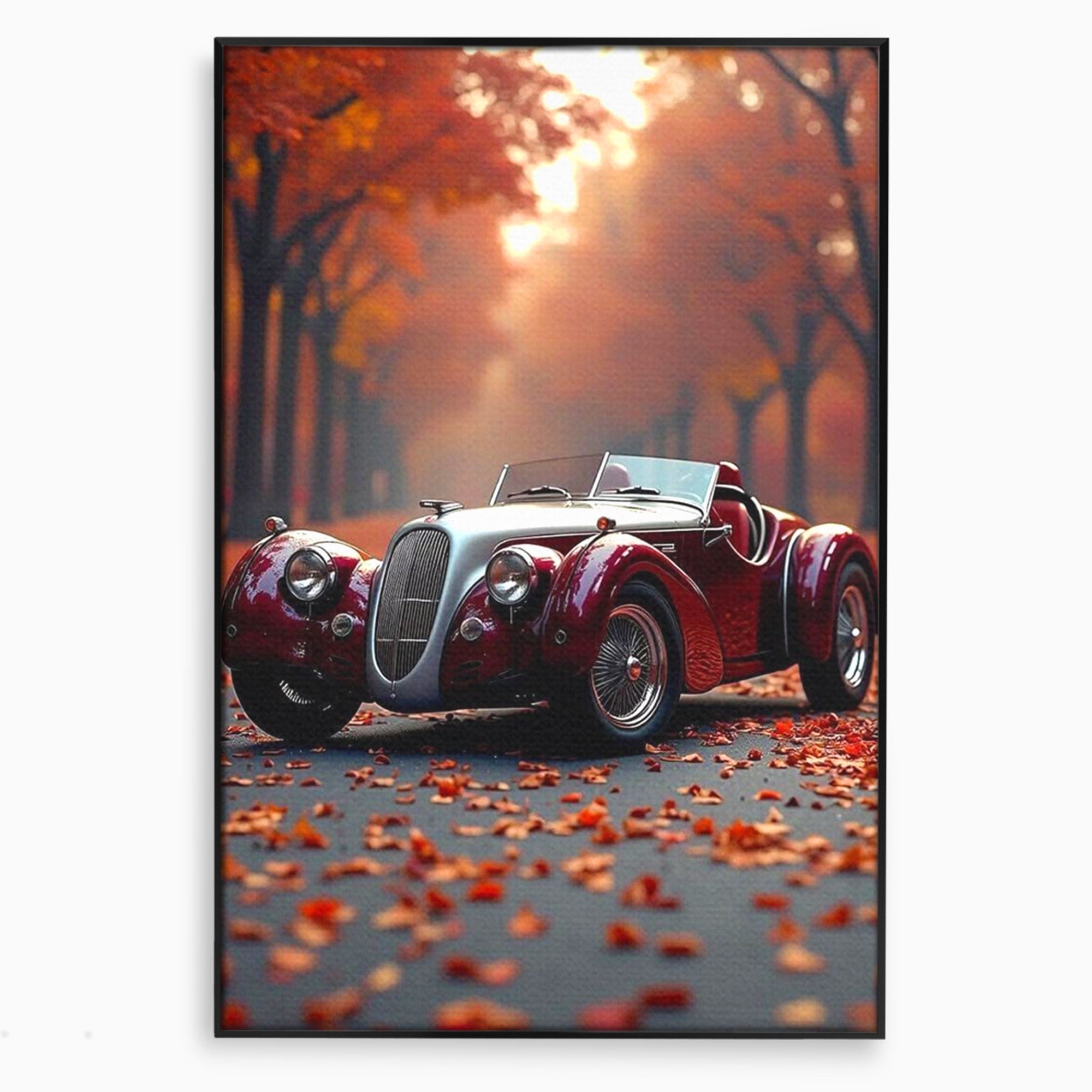 Tablou Canvas Premium LuxCanva® PI1138, Masina Clasica In Toamna, Vechi, Anotimp, Frunze, Retro, Living, Culori Vibrante