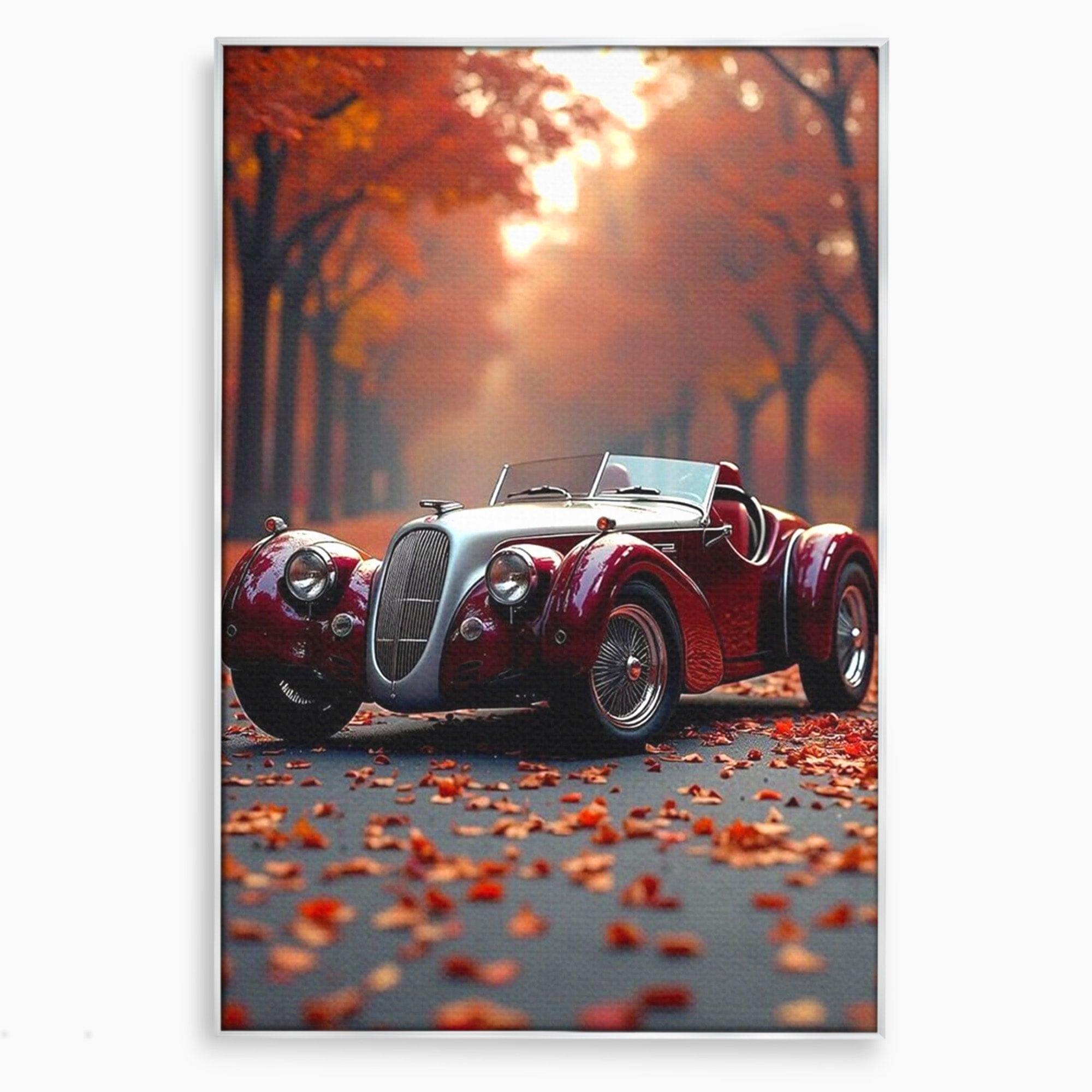 Tablou Canvas Premium LuxCanva® PI1138, Masina Clasica In Toamna, Vechi, Anotimp, Frunze, Retro, Living, Culori Vibrante