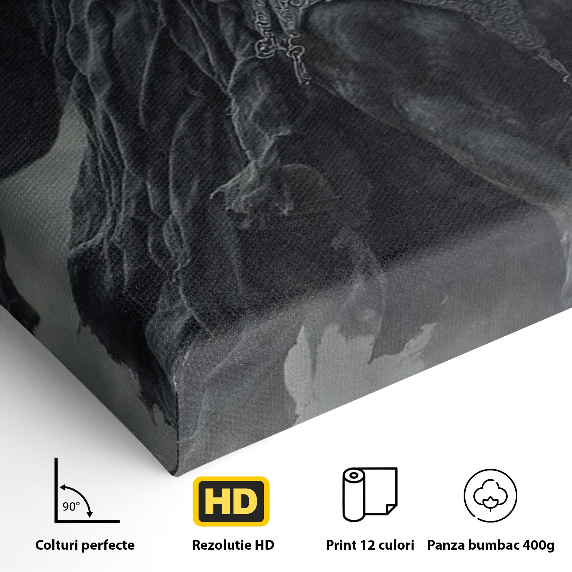 Tablou Canvas Premium LuxCanva® PI1140, Cavalerul Intunecat, Soldat, Cal, Fantezie, Intuneric, Mister, Living, Dormitor, Culori Vibrante