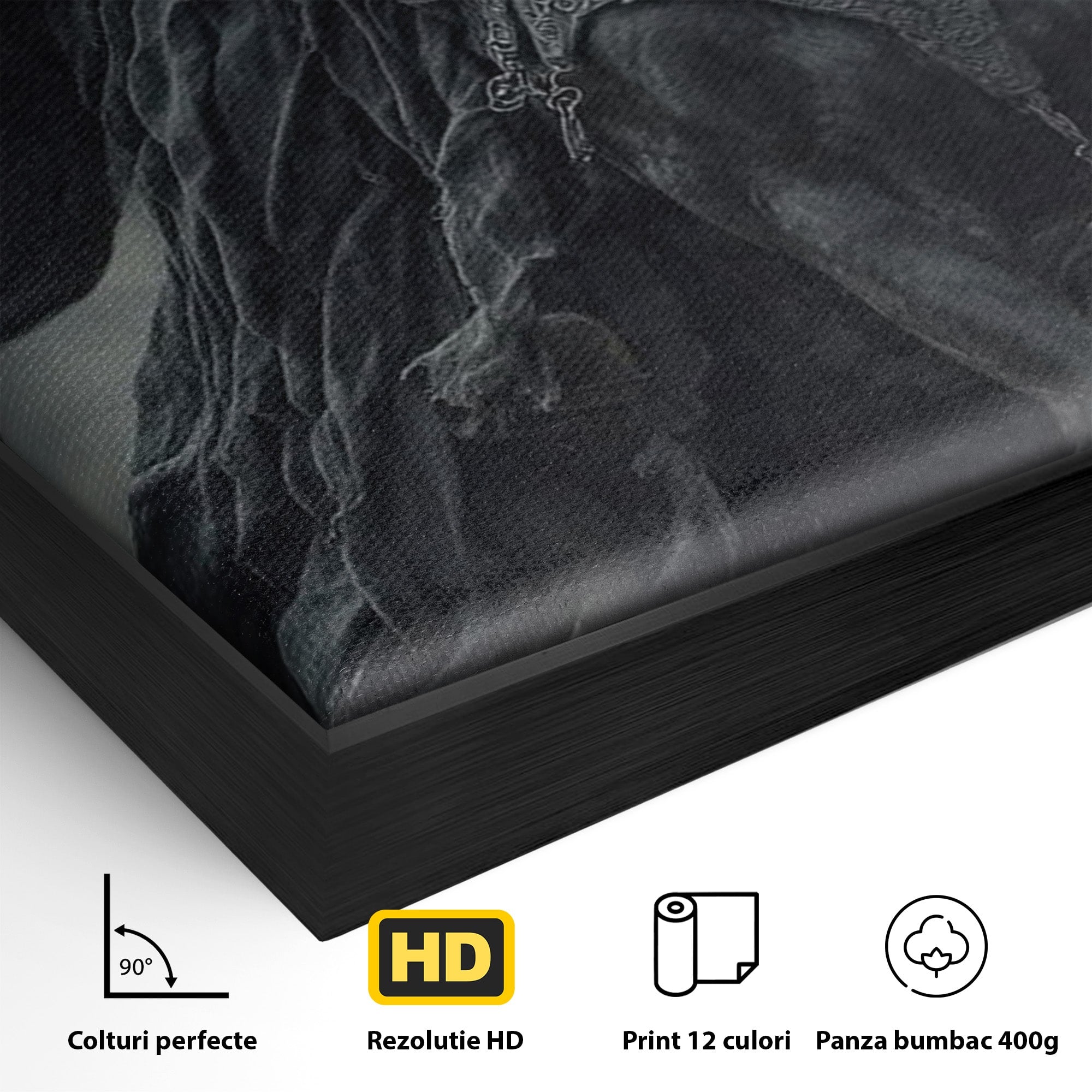 Tablou Canvas Premium LuxCanva® PI1140, Cavalerul Intunecat, Soldat, Cal, Fantezie, Intuneric, Mister, Living, Dormitor, Culori Vibrante