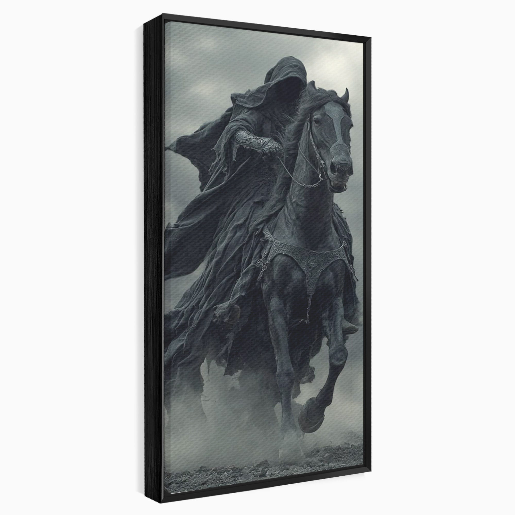 Tablou Canvas Premium LuxCanva® PI1140, Cavalerul Intunecat, Soldat, Cal, Fantezie, Intuneric, Mister, Living, Dormitor, Culori Vibrante