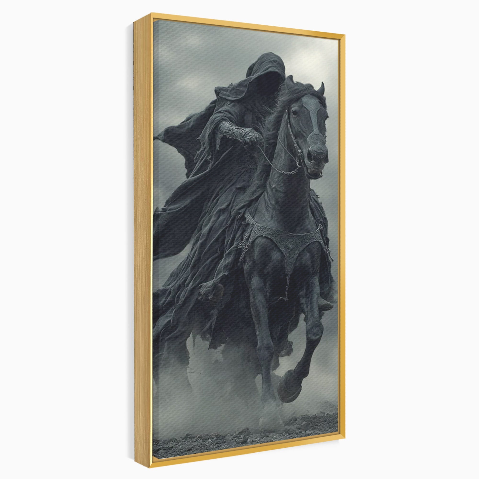 Tablou Canvas Premium LuxCanva® PI1140, Cavalerul Intunecat, Soldat, Cal, Fantezie, Intuneric, Mister, Living, Dormitor, Culori Vibrante