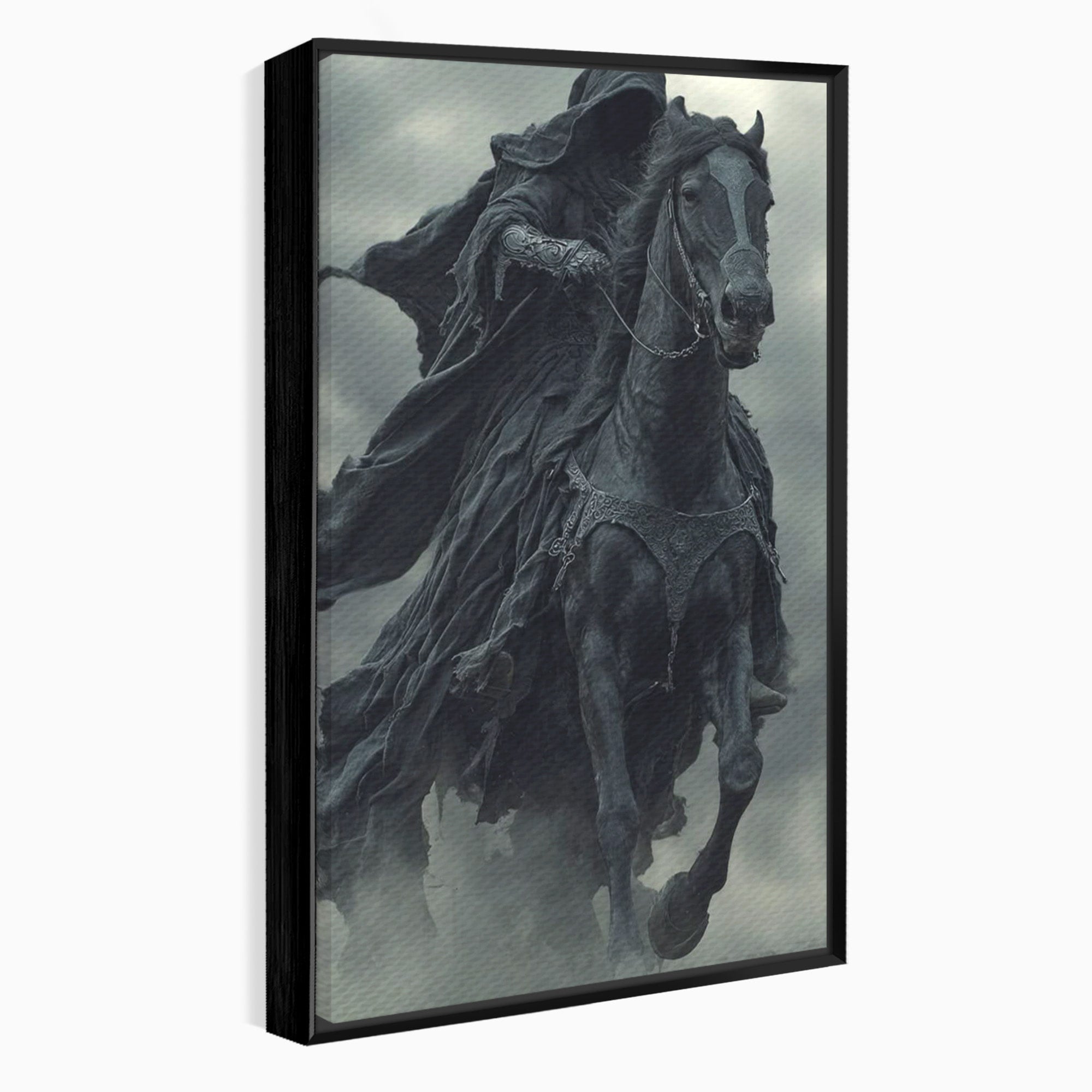 Tablou Canvas Premium LuxCanva® PI1140, Cavalerul Intunecat, Soldat, Cal, Fantezie, Intuneric, Mister, Living, Dormitor, Culori Vibrante