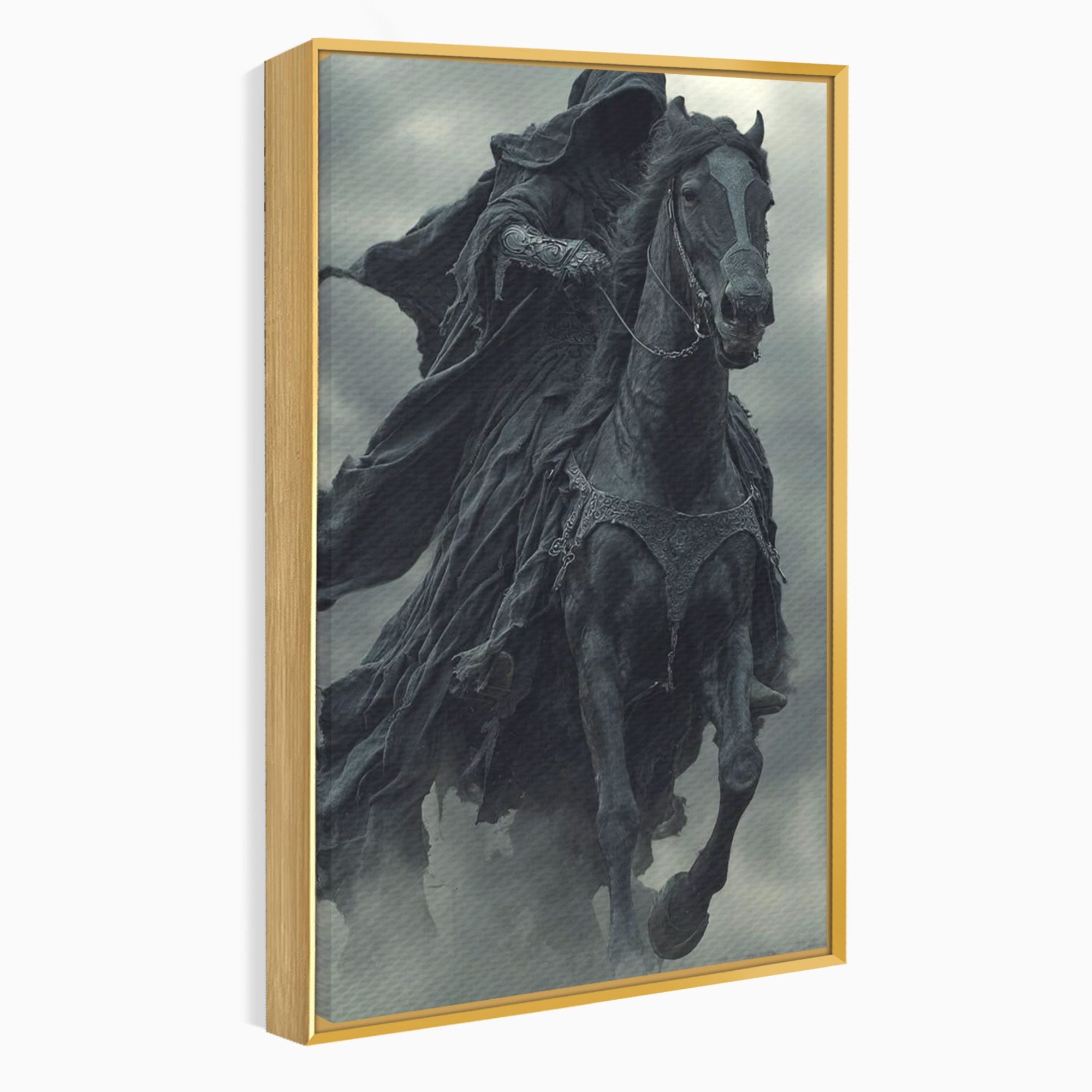 Tablou Canvas Premium LuxCanva® PI1140, Cavalerul Intunecat, Soldat, Cal, Fantezie, Intuneric, Mister, Living, Dormitor, Culori Vibrante