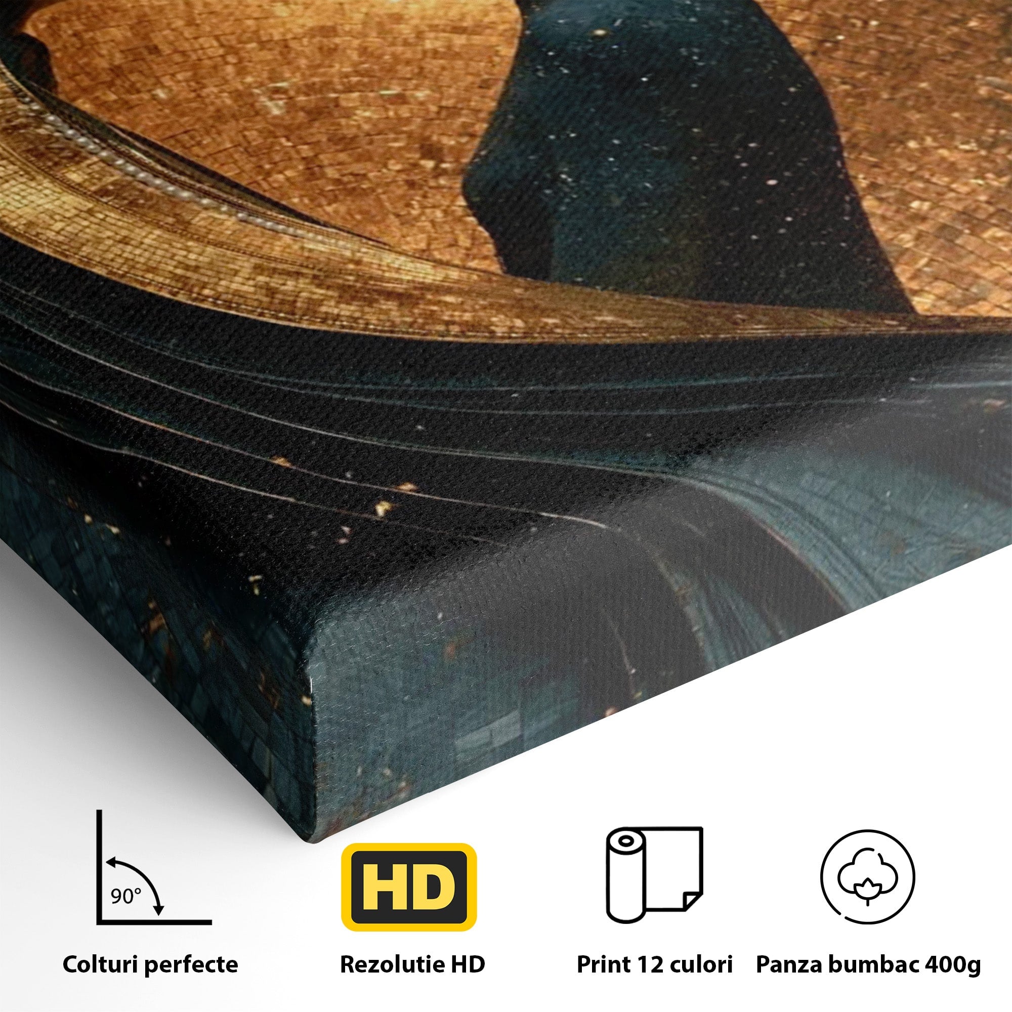 Tablou Canvas Premium LuxCanva® PI1141, Spirala Aurie, Iubire, Cuplu, Abstract, Arta, Dormitor, Culori Vibrante