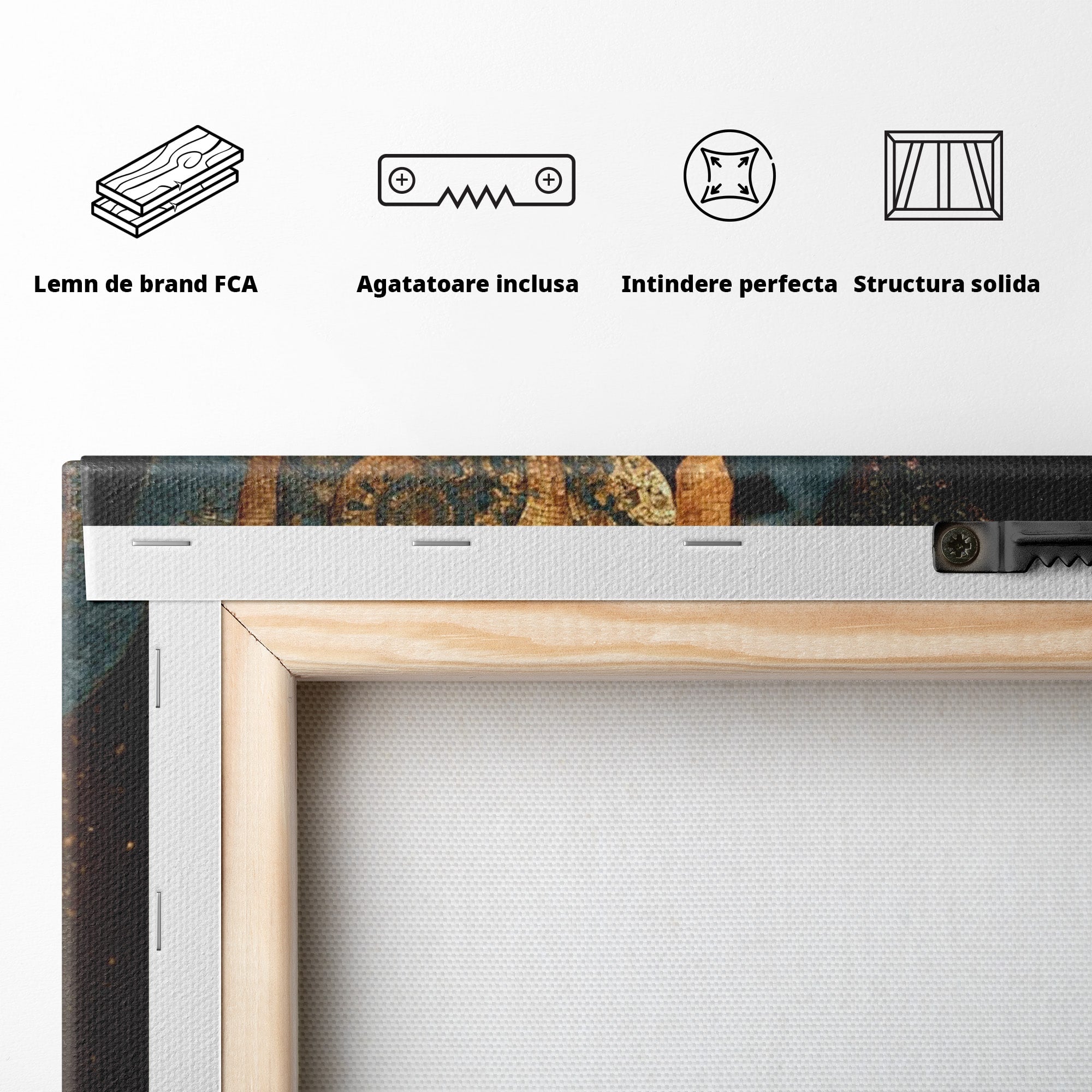 Tablou Canvas Premium LuxCanva® PI1141, Spirala Aurie, Iubire, Cuplu, Abstract, Arta, Dormitor, Culori Vibrante