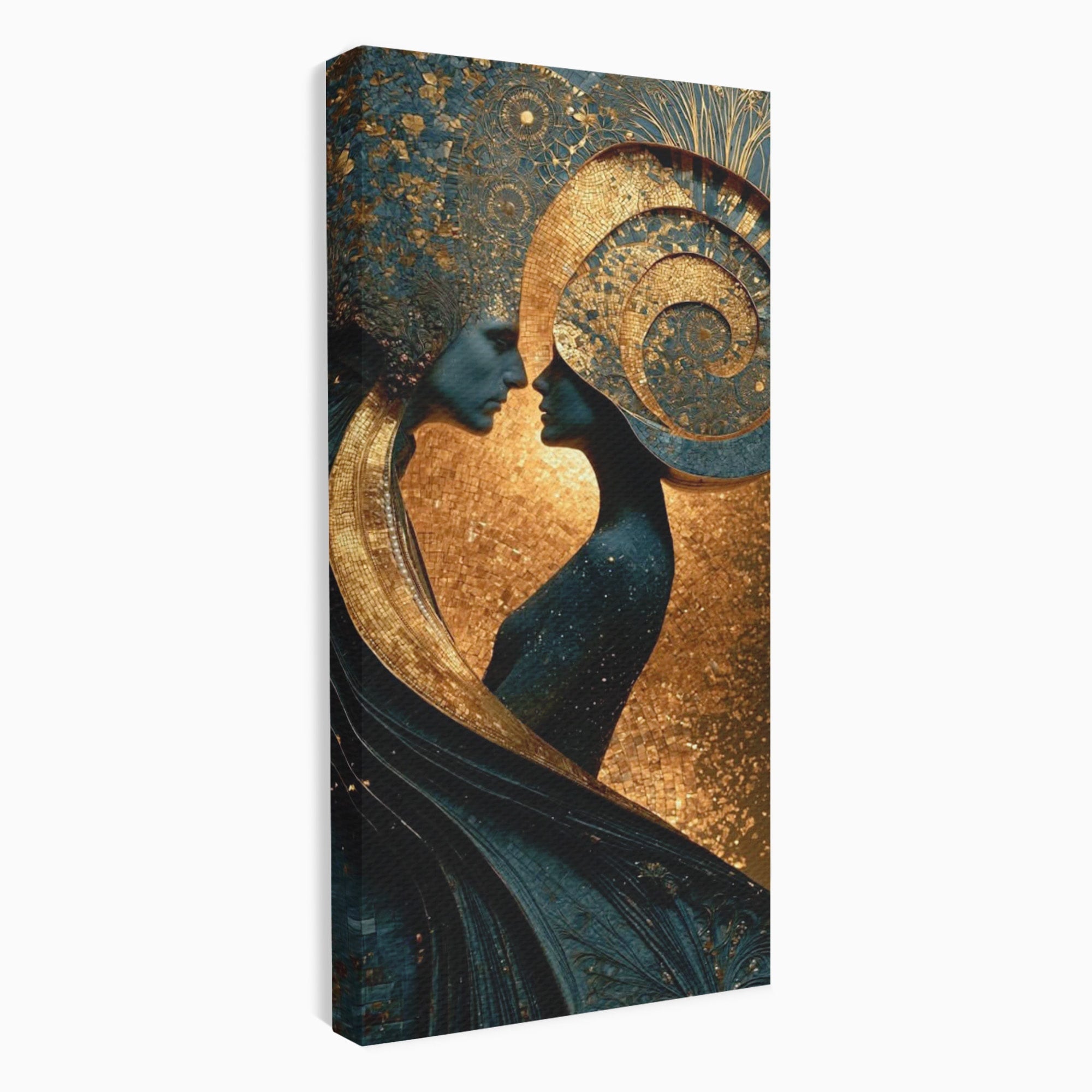 Tablou Canvas Premium LuxCanva® PI1141, Spirala Aurie, Iubire, Cuplu, Abstract, Arta, Dormitor, Culori Vibrante
