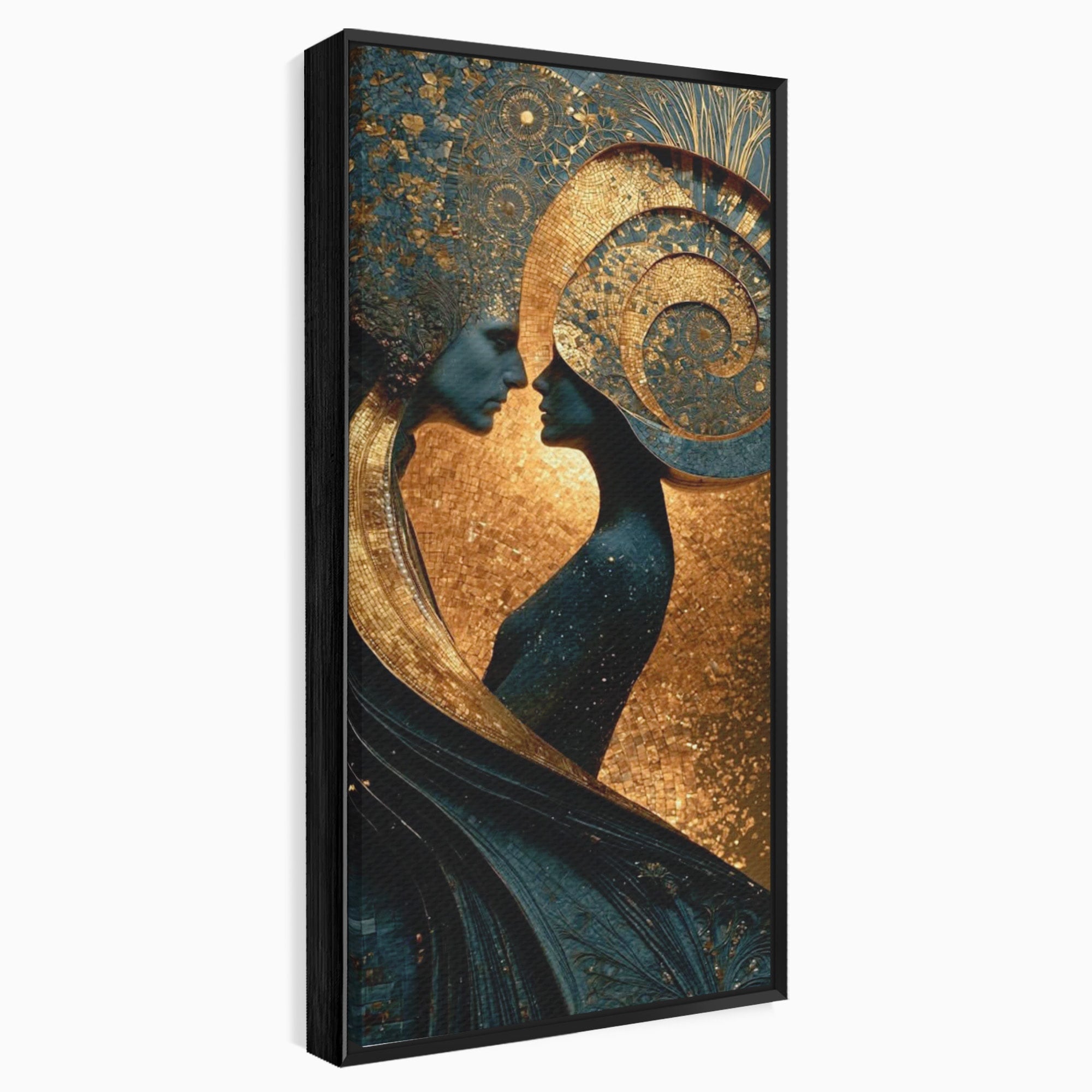 Tablou Canvas Premium LuxCanva® PI1141, Spirala Aurie, Iubire, Cuplu, Abstract, Arta, Dormitor, Culori Vibrante