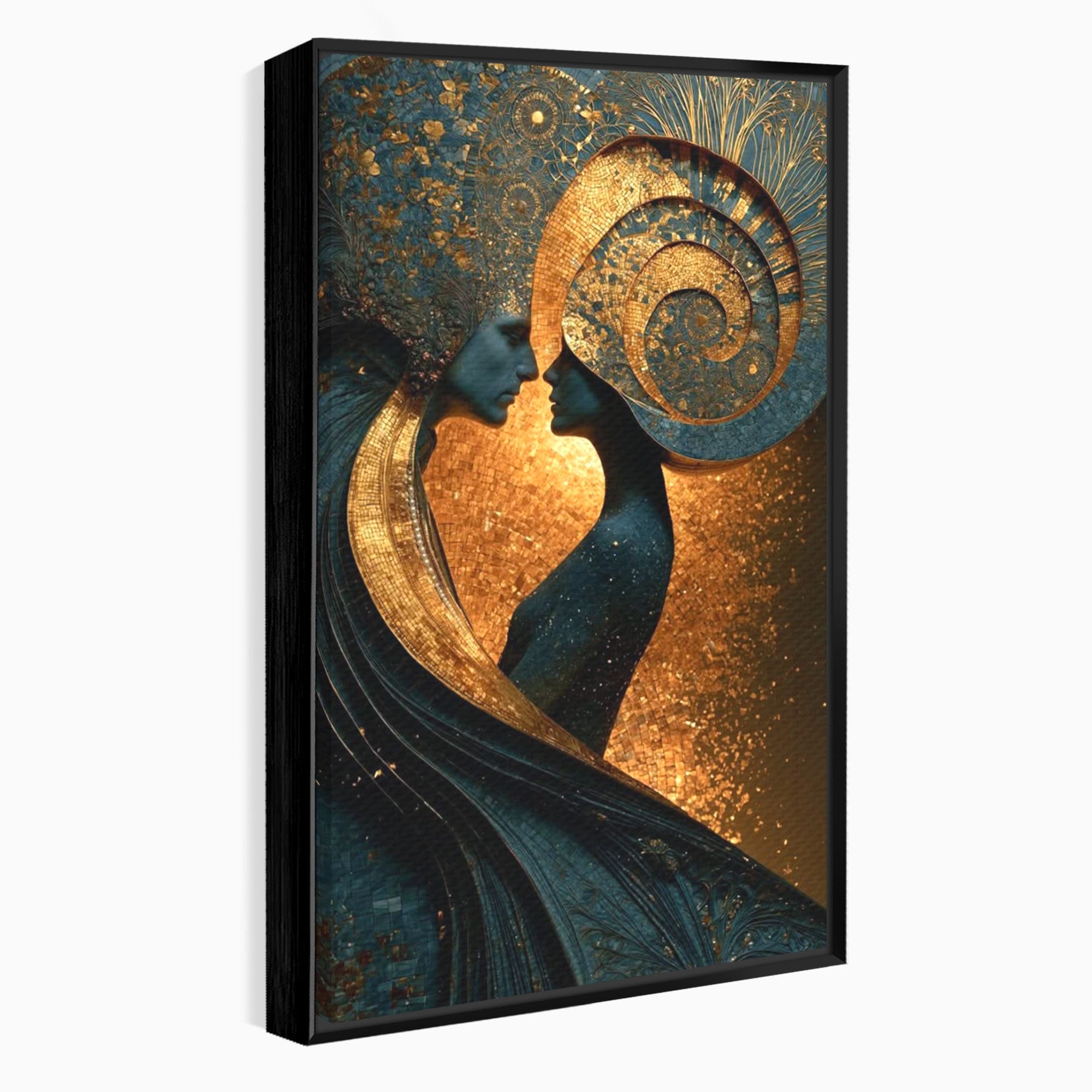 Tablou Canvas Premium LuxCanva® PI1141, Spirala Aurie, Iubire, Cuplu, Abstract, Arta, Dormitor, Culori Vibrante
