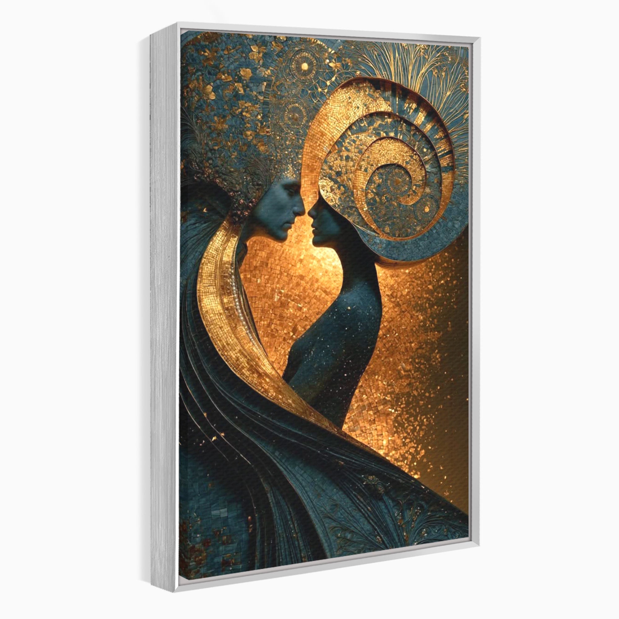 Tablou Canvas Premium LuxCanva® PI1141, Spirala Aurie, Iubire, Cuplu, Abstract, Arta, Dormitor, Culori Vibrante
