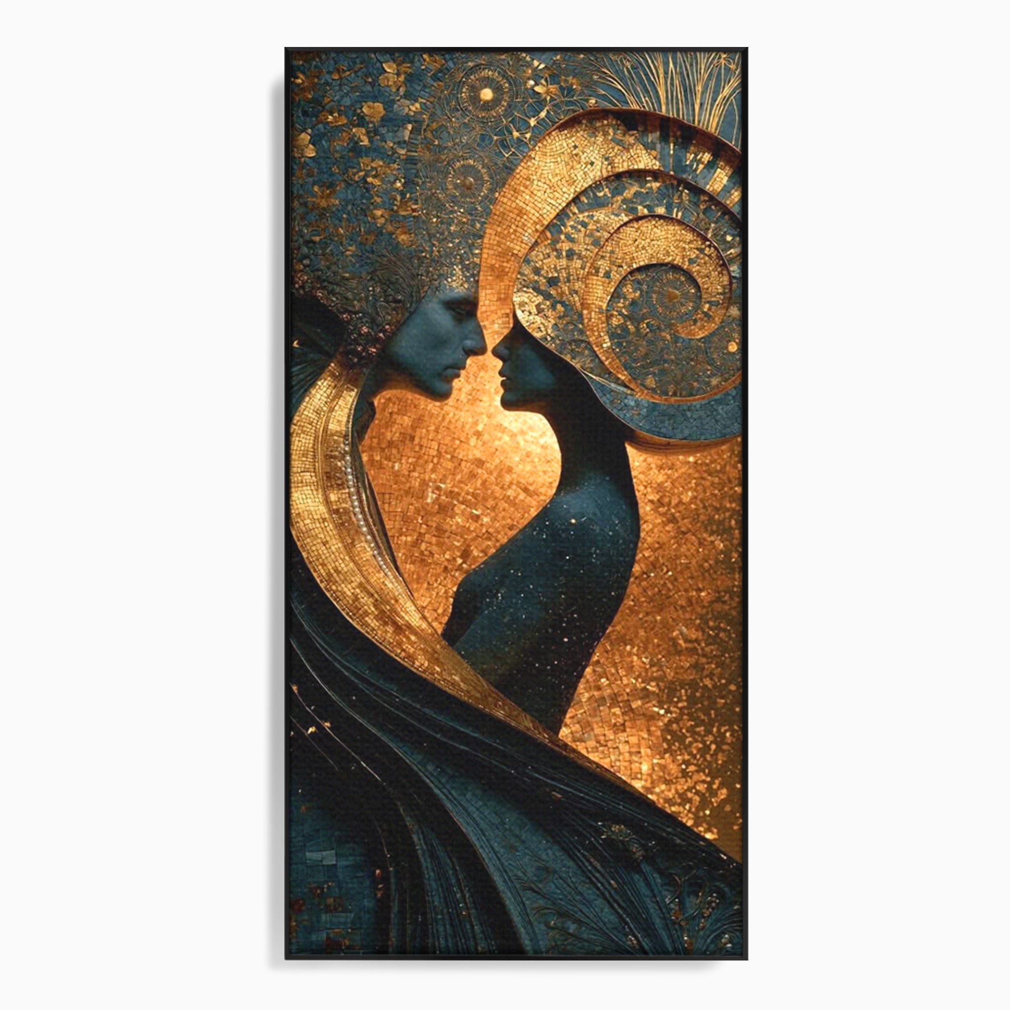 Tablou Canvas Premium LuxCanva® PI1141, Spirala Aurie, Iubire, Cuplu, Abstract, Arta, Dormitor, Culori Vibrante