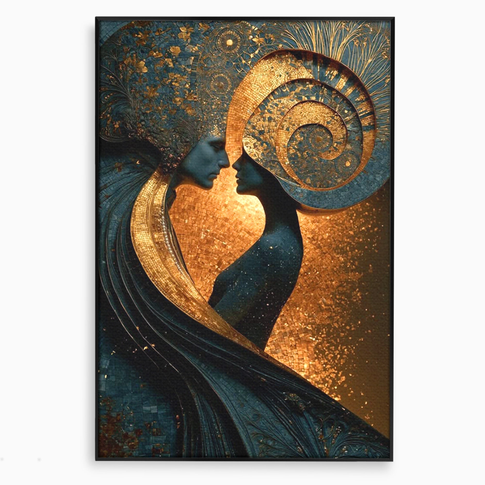 Tablou Canvas Premium LuxCanva® PI1141, Spirala Aurie, Iubire, Cuplu, Abstract, Arta, Dormitor, Culori Vibrante