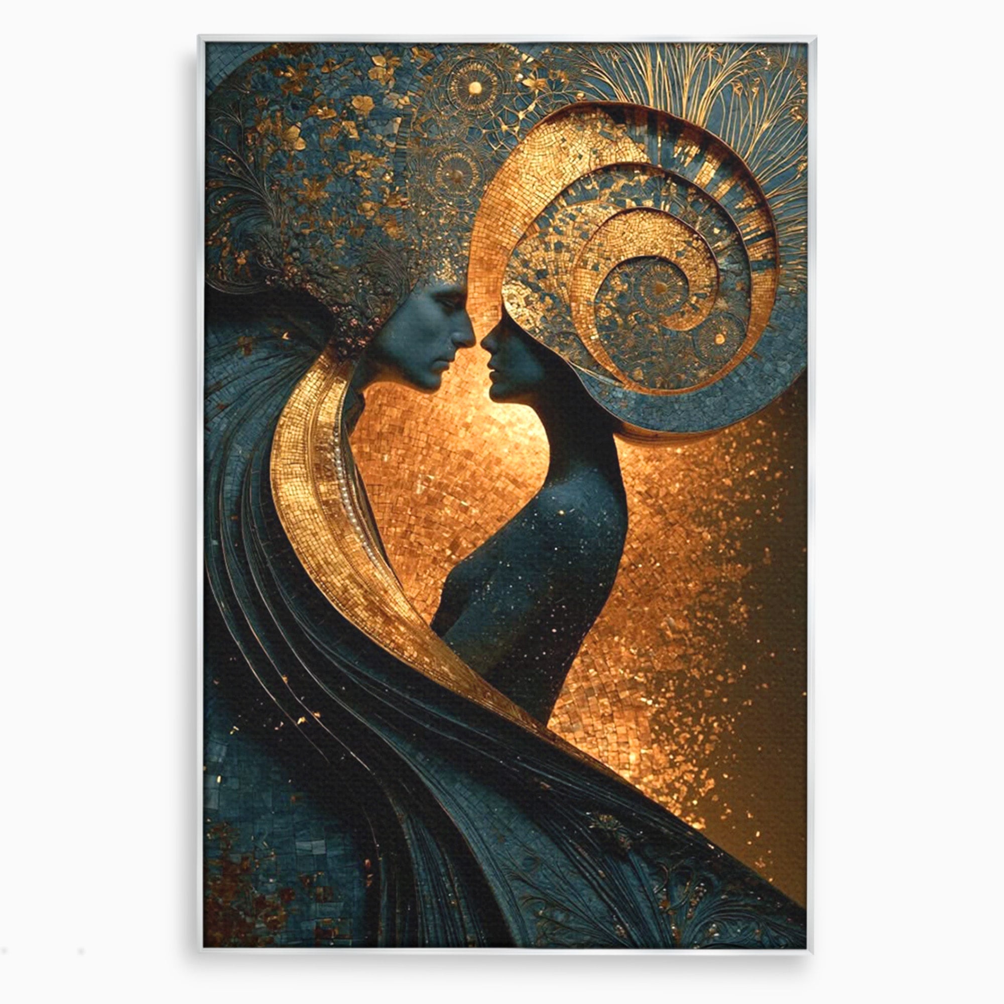 Tablou Canvas Premium LuxCanva® PI1141, Spirala Aurie, Iubire, Cuplu, Abstract, Arta, Dormitor, Culori Vibrante