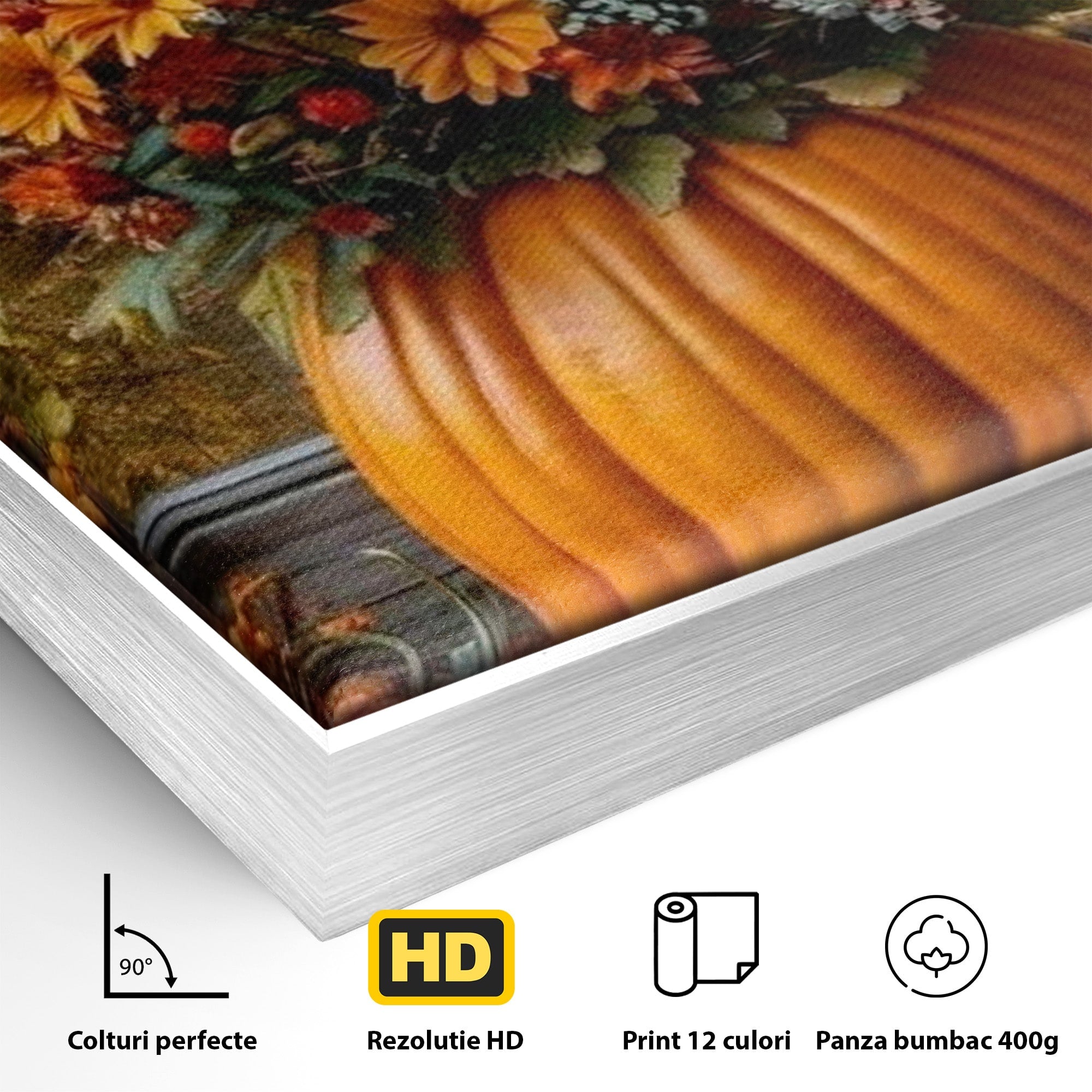 Tablou Canvas Premium LuxCanva® PI1142, Toamna Cu Dovleci, Decor, Flori, Toamna, Living, Natura, Magie, Ferestre, Culori Vibrante