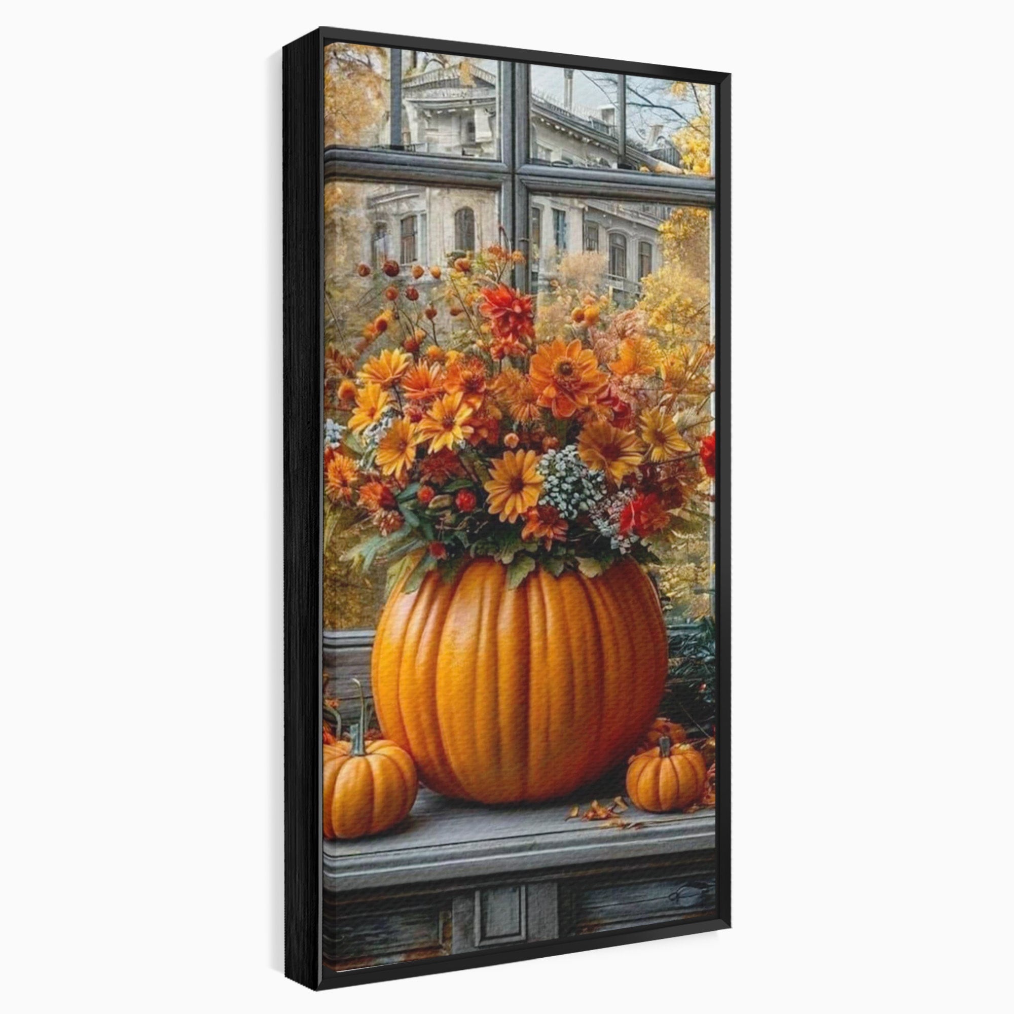 Tablou Canvas Premium LuxCanva® PI1142, Toamna Cu Dovleci, Decor, Flori, Toamna, Living, Natura, Magie, Ferestre, Culori Vibrante