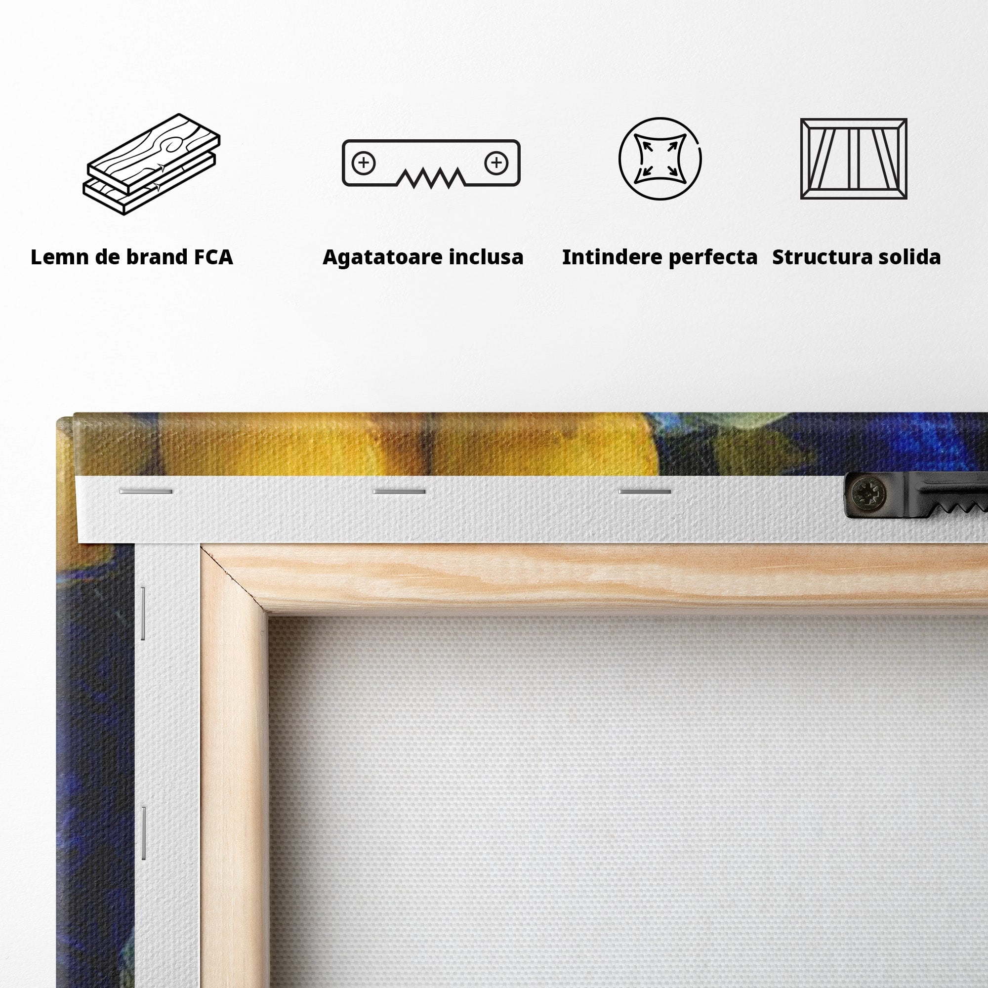 Tablou Canvas Premium LuxCanva® PI1143, Lamai In Vase Albastre, Citrice, Galben, Arta, Clasica, Natura, Statica, Living, Bucatarie, Culori Vibrante