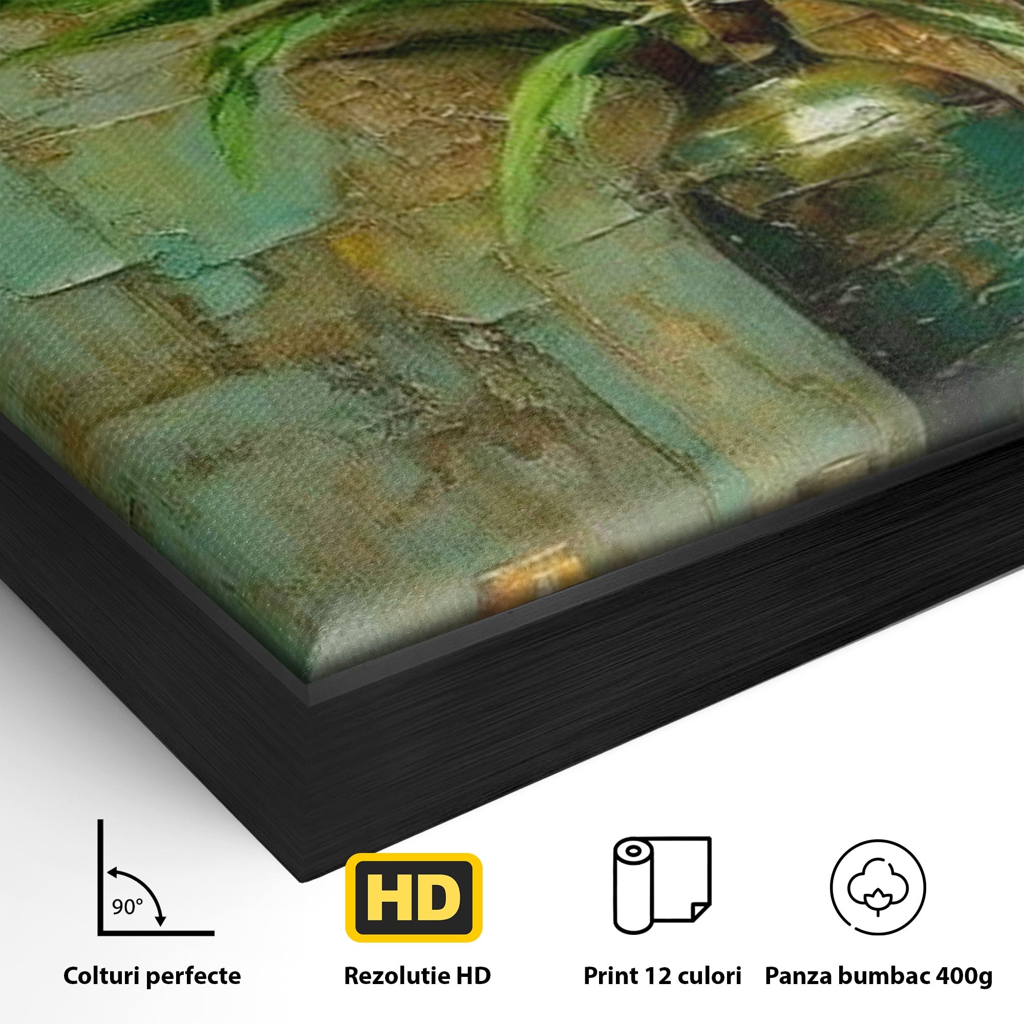Tablou Canvas Premium LuxCanva® PI1144, Orhidee Galbene in Vaza, Planta, Flori, Glastra, Living, Natura, Decor Elegant, Culori Vibrante