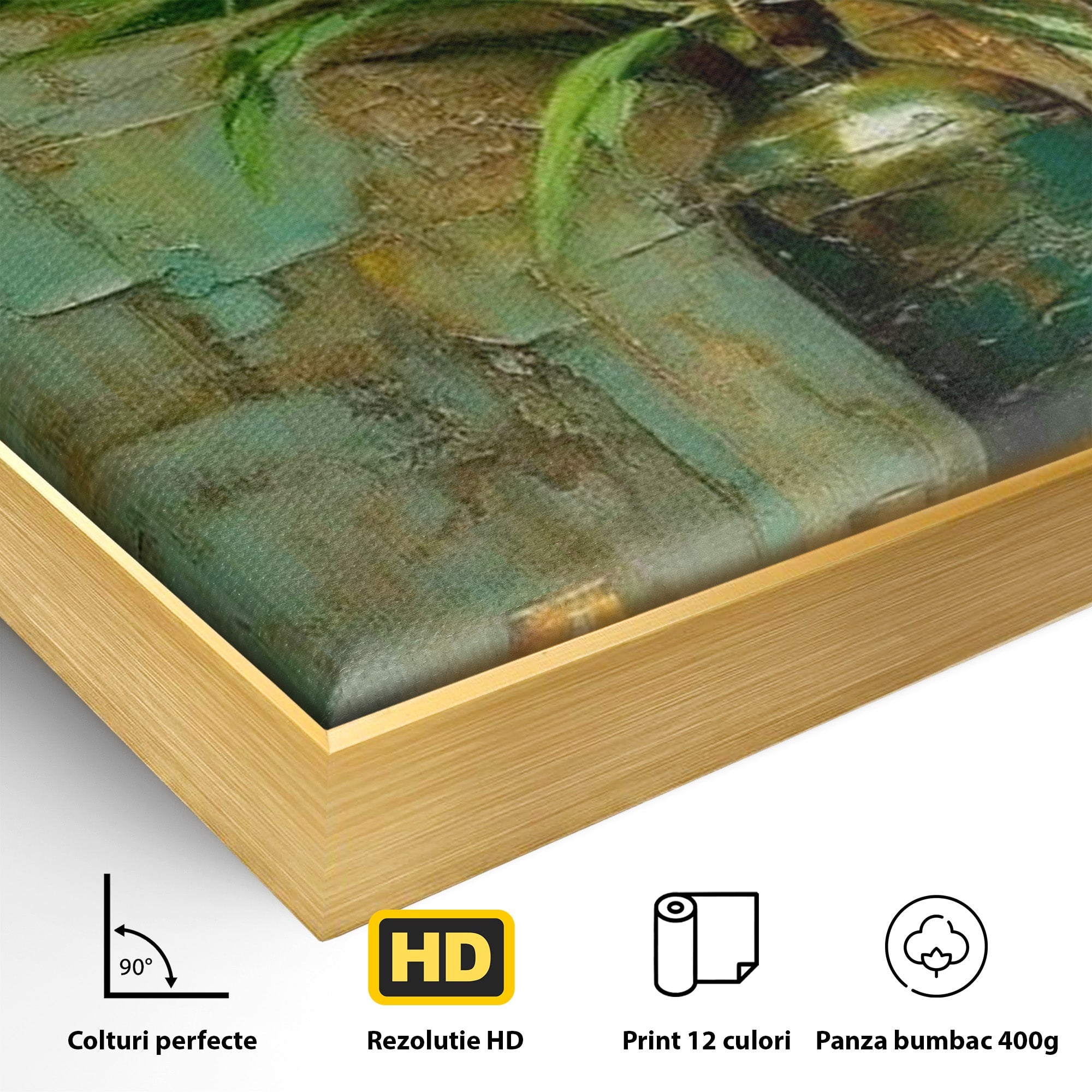 Tablou Canvas Premium LuxCanva® PI1144, Orhidee Galbene in Vaza, Planta, Flori, Glastra, Living, Natura, Decor Elegant, Culori Vibrante