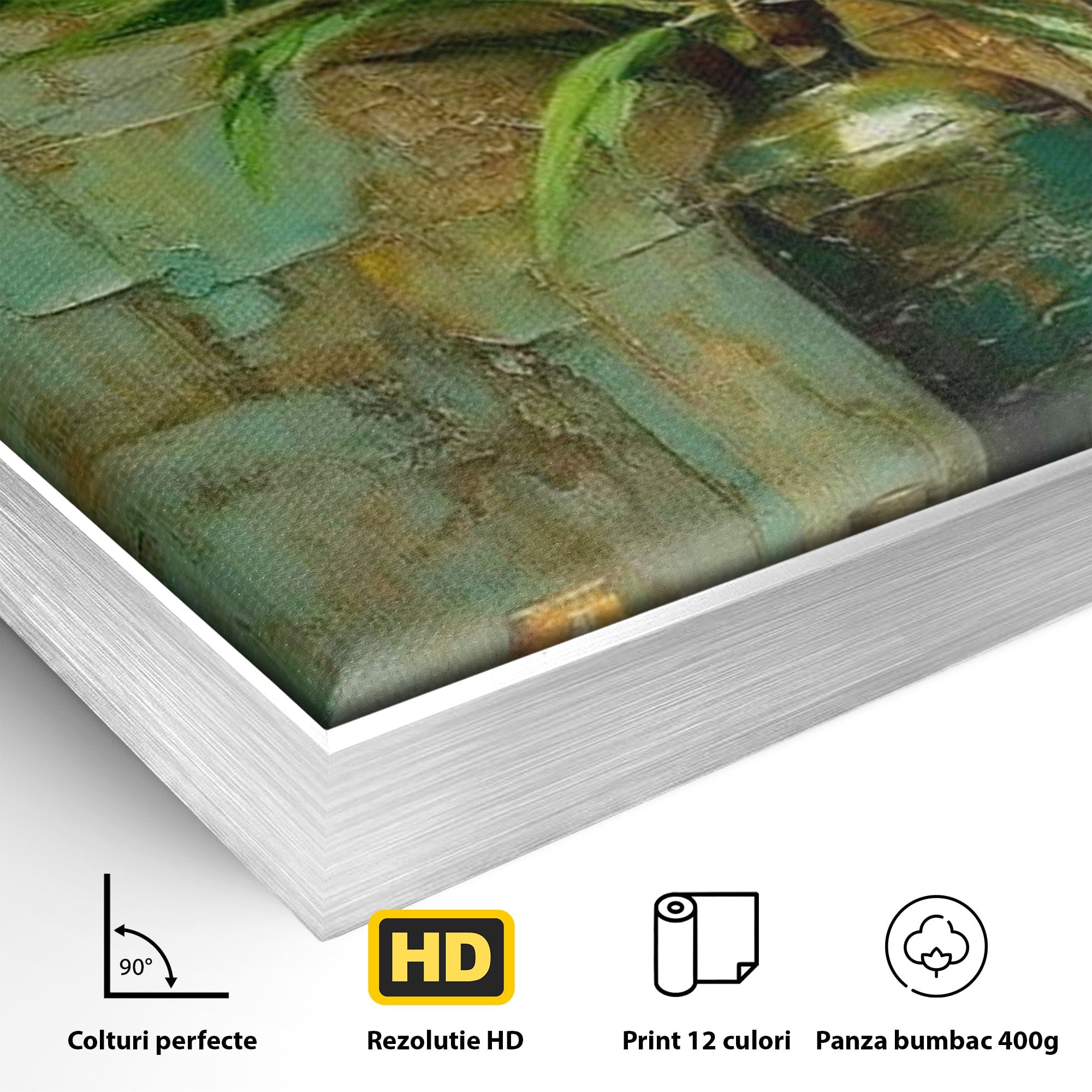 Tablou Canvas Premium LuxCanva® PI1144, Orhidee Galbene in Vaza, Planta, Flori, Glastra, Living, Natura, Decor Elegant, Culori Vibrante