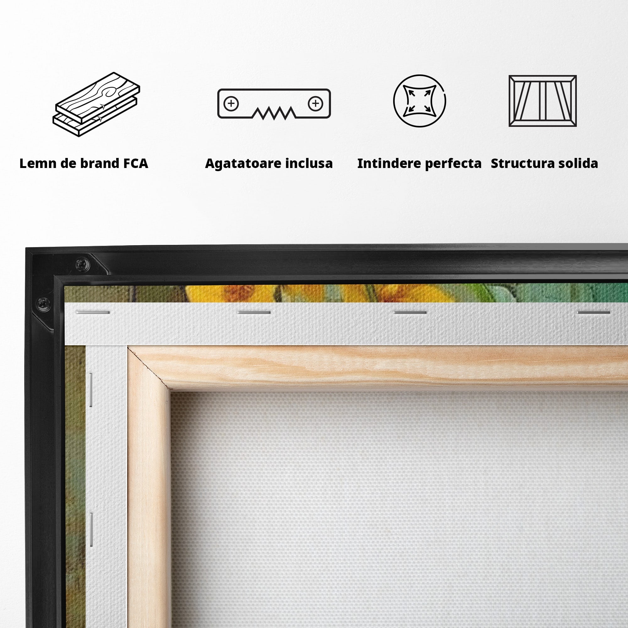 Tablou Canvas Premium LuxCanva® PI1144, Orhidee Galbene in Vaza, Planta, Flori, Glastra, Living, Natura, Decor Elegant, Culori Vibrante