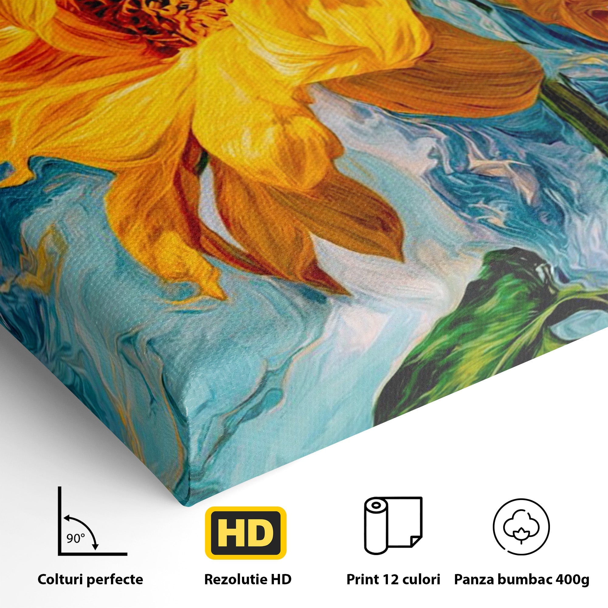 Tablou Canvas Premium LuxCanva® PI1145, Floarea Soarelui, Seminte, Natura, Living, Dormitor, Arta, Culori Vibrante