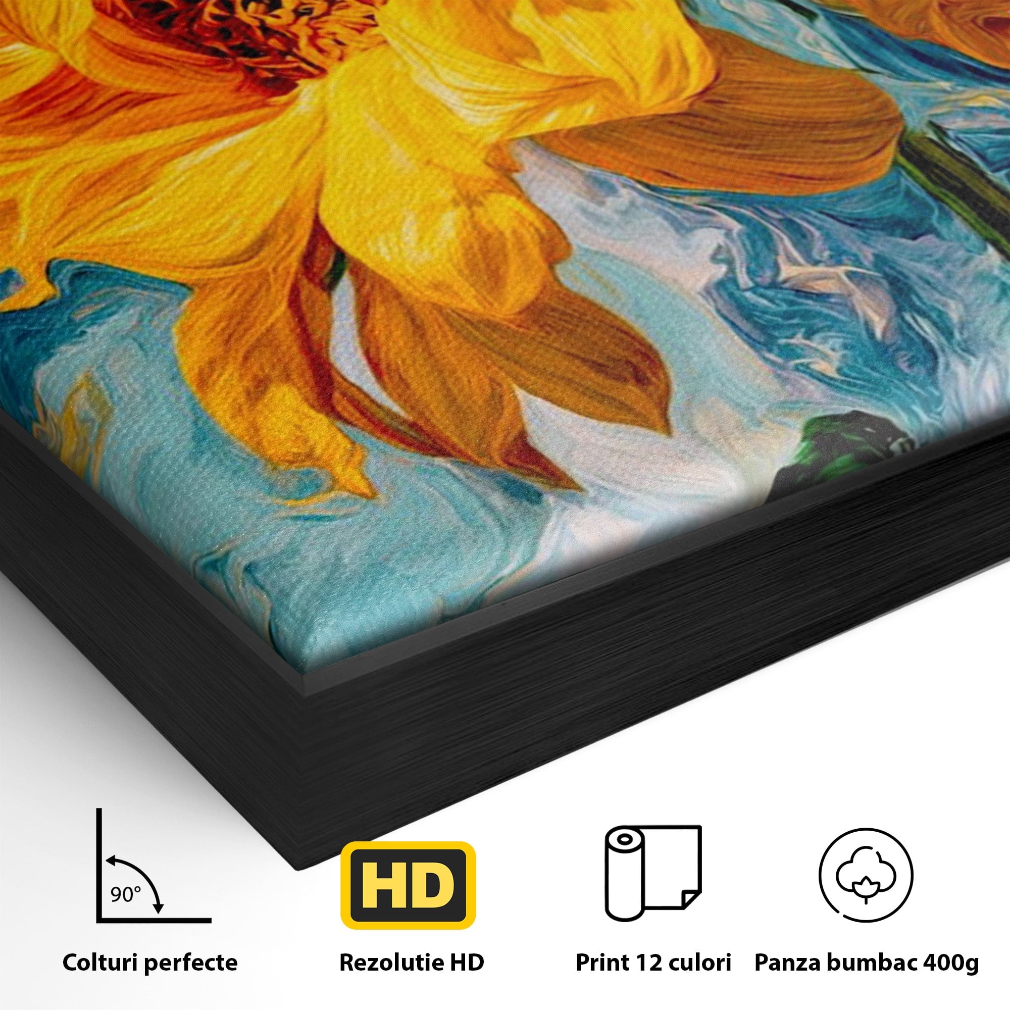 Tablou Canvas Premium LuxCanva® PI1145, Floarea Soarelui, Seminte, Natura, Living, Dormitor, Arta, Culori Vibrante