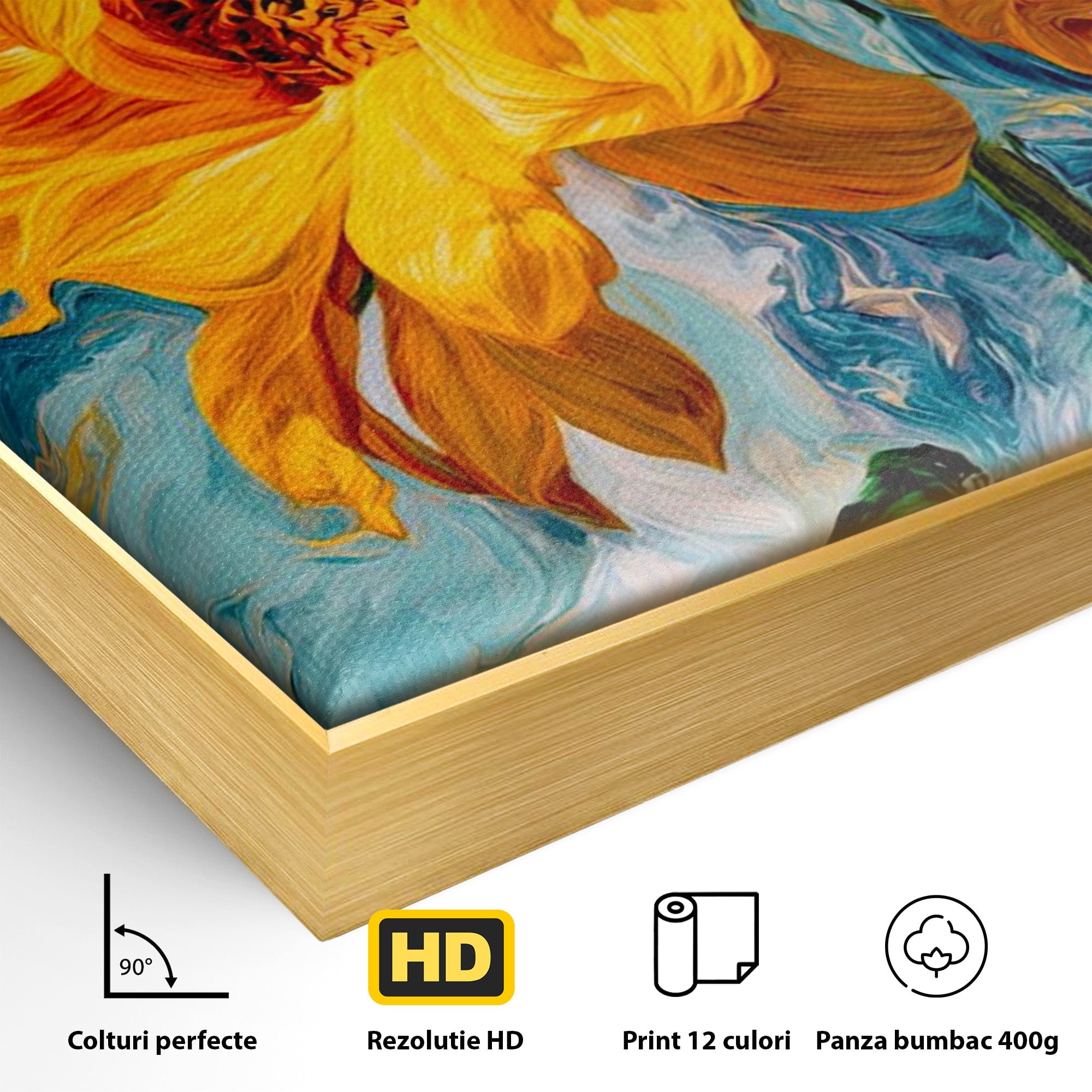 Tablou Canvas Premium LuxCanva® PI1145, Floarea Soarelui, Seminte, Natura, Living, Dormitor, Arta, Culori Vibrante