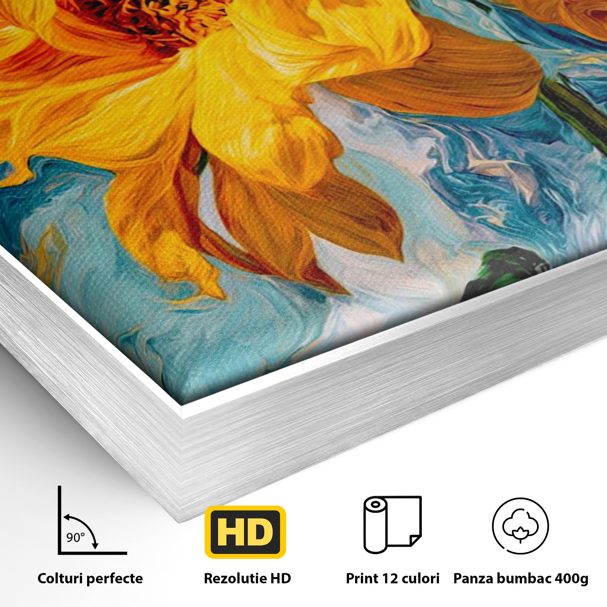Tablou Canvas Premium LuxCanva® PI1145, Floarea Soarelui, Seminte, Natura, Living, Dormitor, Arta, Culori Vibrante
