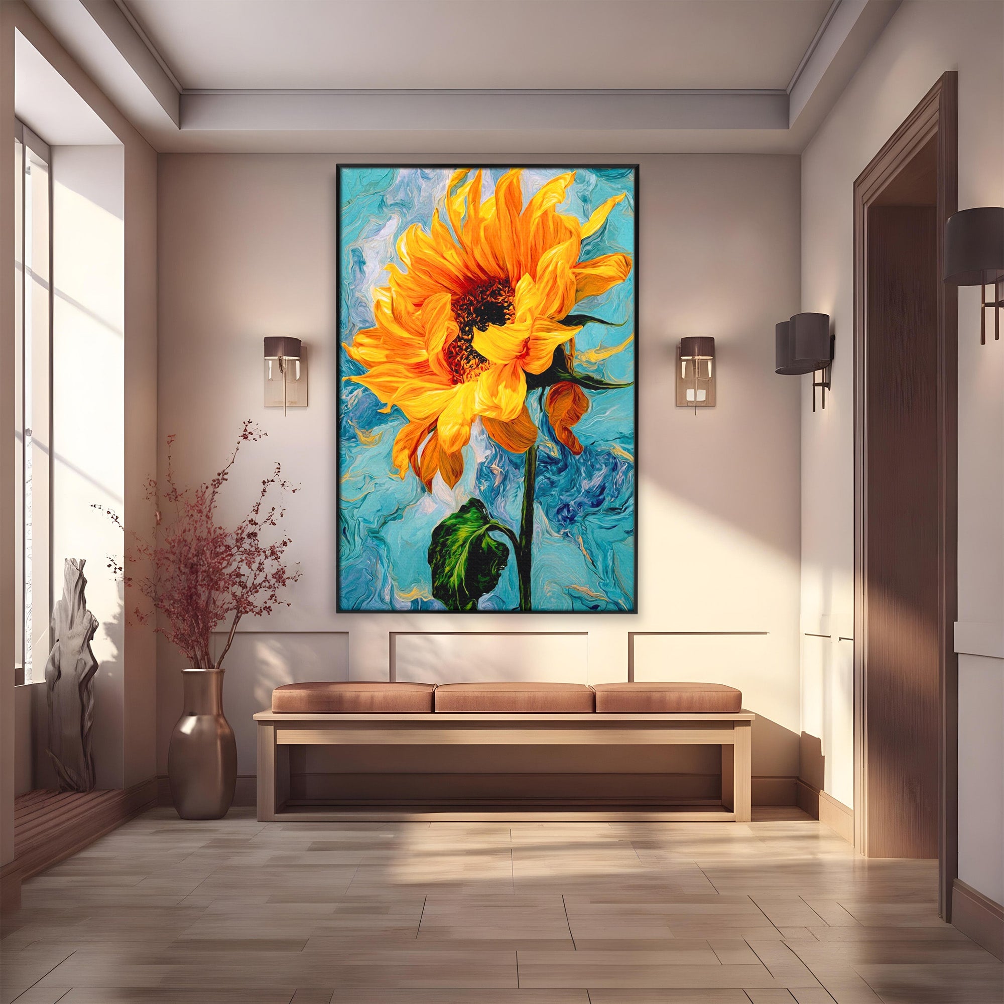 Tablou Canvas Premium LuxCanva® PI1145, Floarea Soarelui, Seminte, Natura, Living, Dormitor, Arta, Culori Vibrante