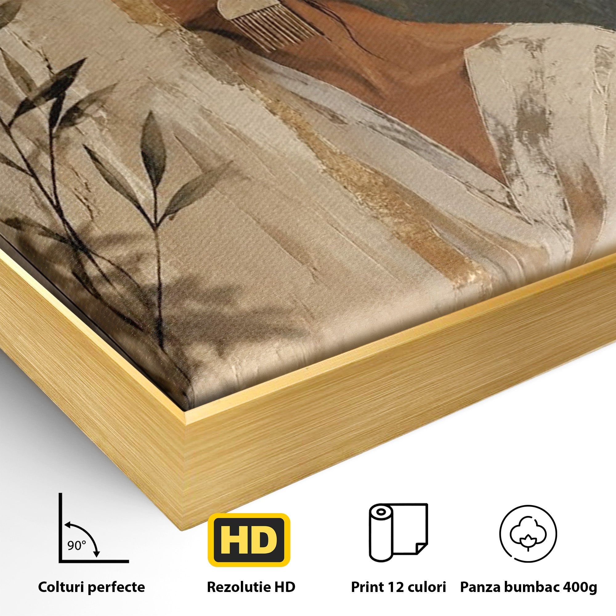 Tablou Canvas Premium LuxCanva® PI1146, Misterul Femeii Cu Cerc Auriu, Diva, Portret, Abstract, Eleganta, Dormitor, Culori Vibrante