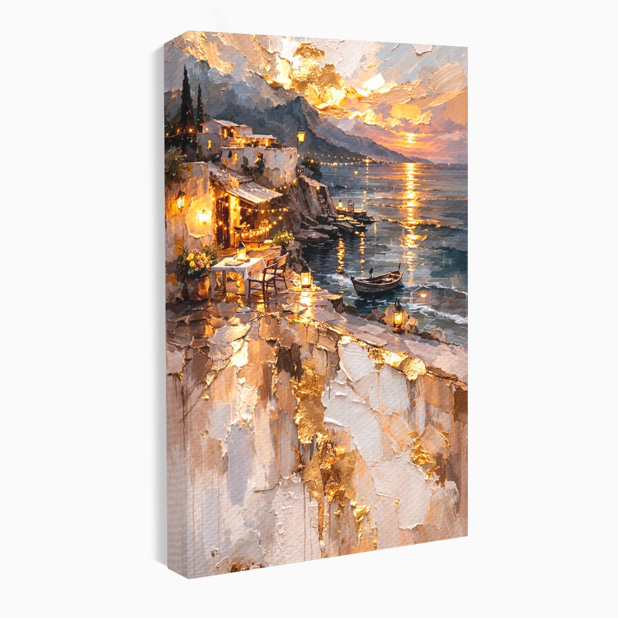 Tablou Canvas Premium LuxCanva® PI1147, Apus Mediteranean, Seara, Mare, Peisaj, Mediterranean, Living, Culori Vibrante