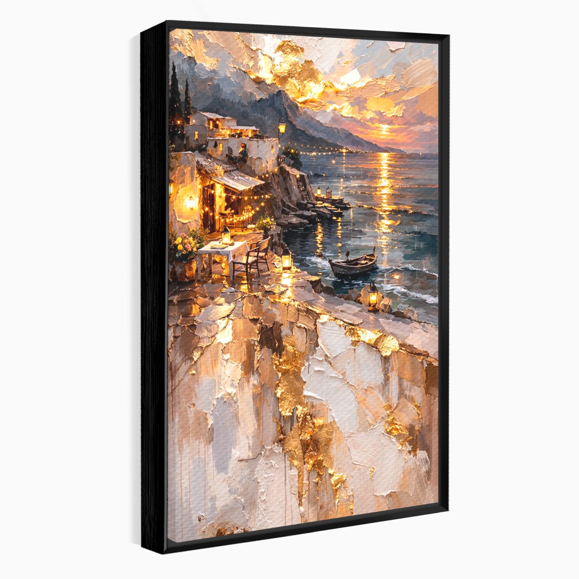 Tablou Canvas Premium LuxCanva® PI1147, Apus Mediteranean, Seara, Mare, Peisaj, Mediterranean, Living, Culori Vibrante