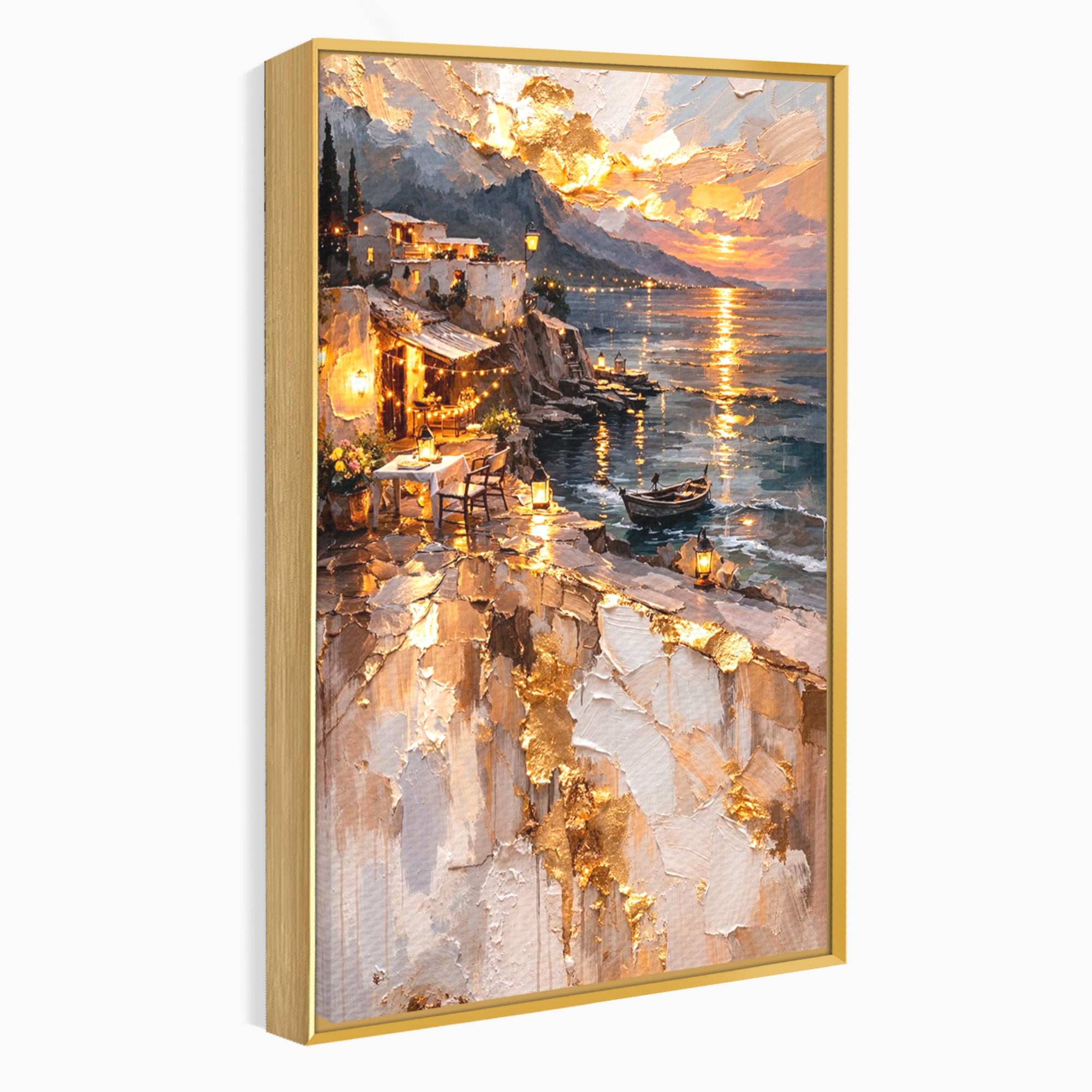 Tablou Canvas Premium LuxCanva® PI1147, Apus Mediteranean, Seara, Mare, Peisaj, Mediterranean, Living, Culori Vibrante