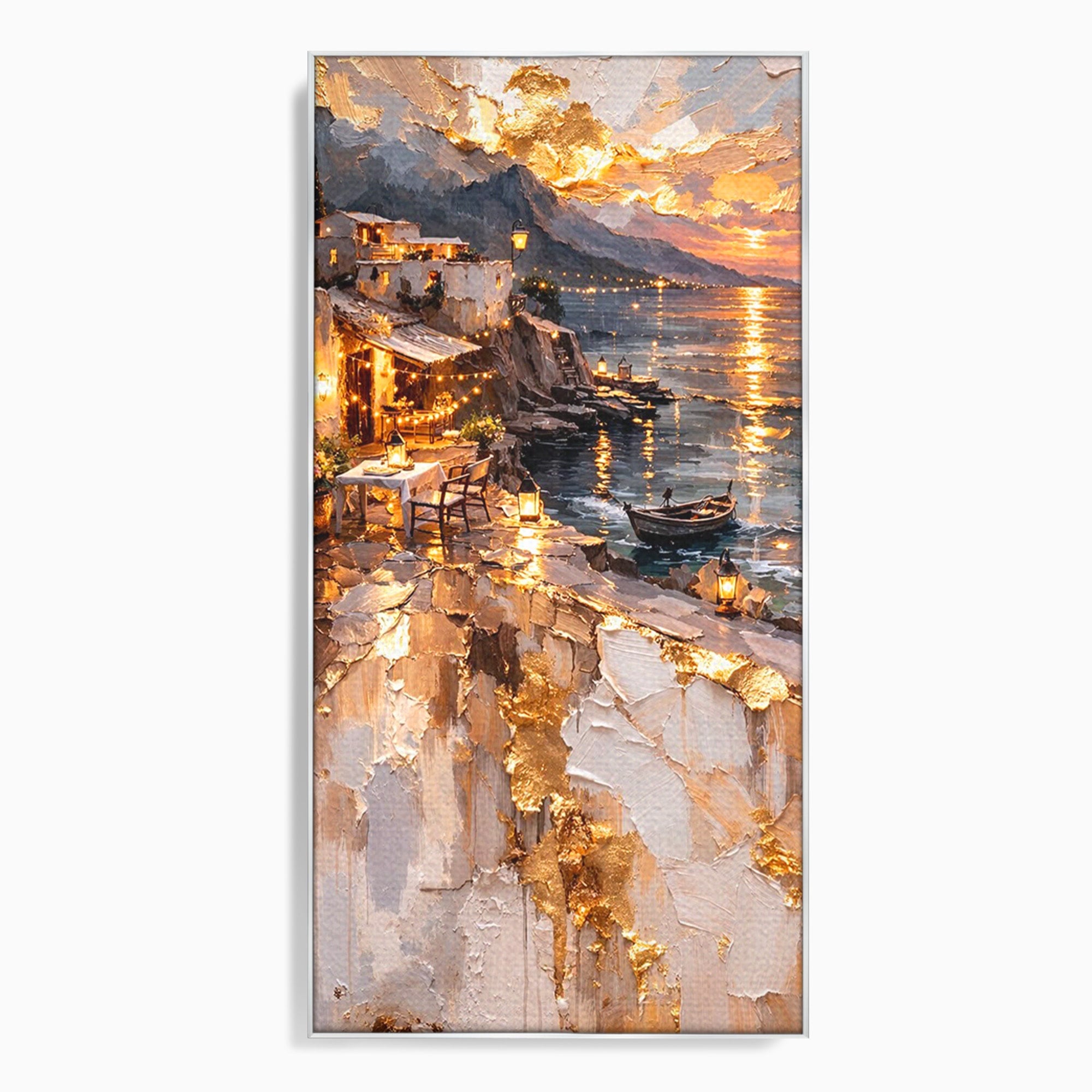 Tablou Canvas Premium LuxCanva® PI1147, Apus Mediteranean, Seara, Mare, Peisaj, Mediterranean, Living, Culori Vibrante