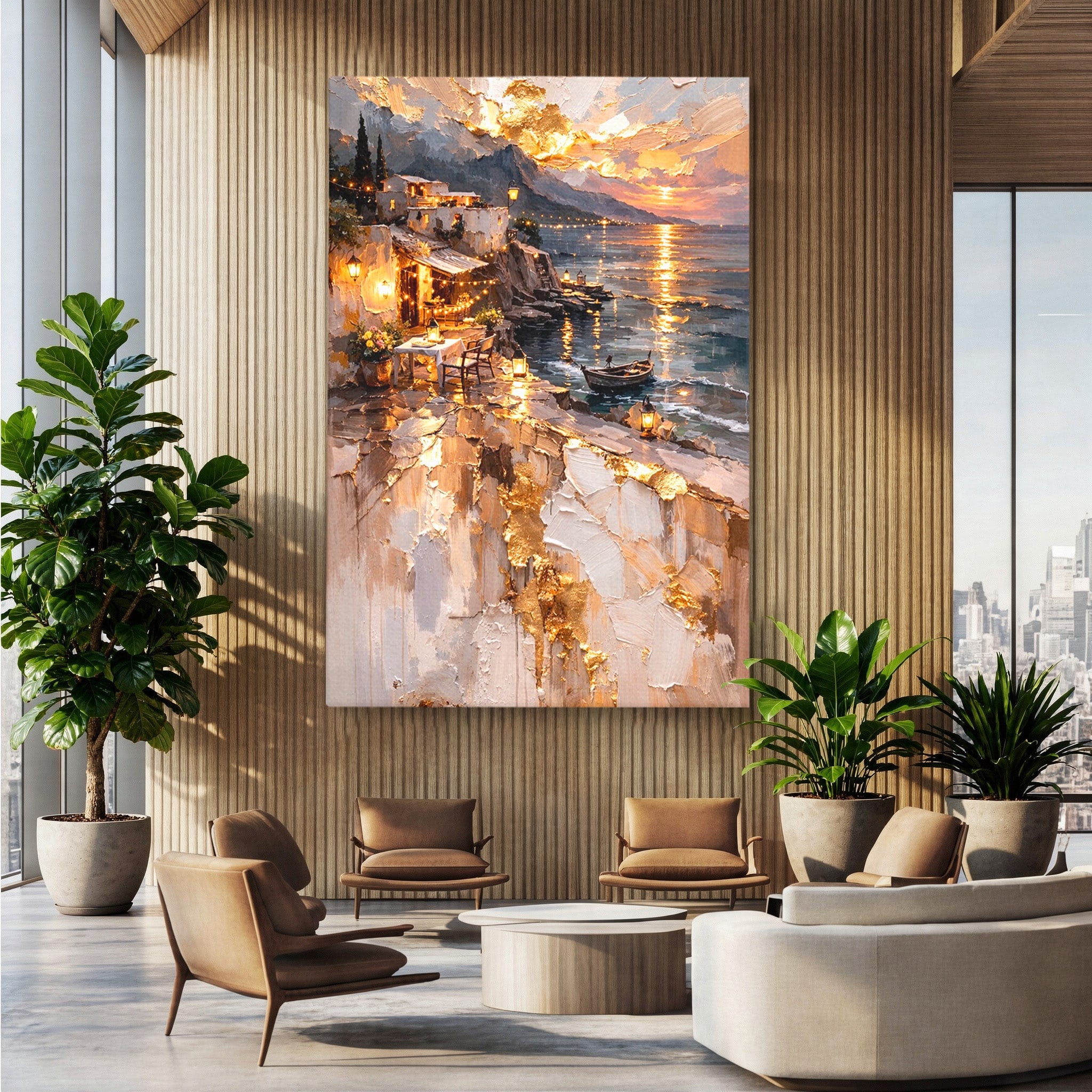 Tablou Canvas Premium LuxCanva® PI1147, Apus Mediteranean, Seara, Mare, Peisaj, Mediterranean, Living, Culori Vibrante