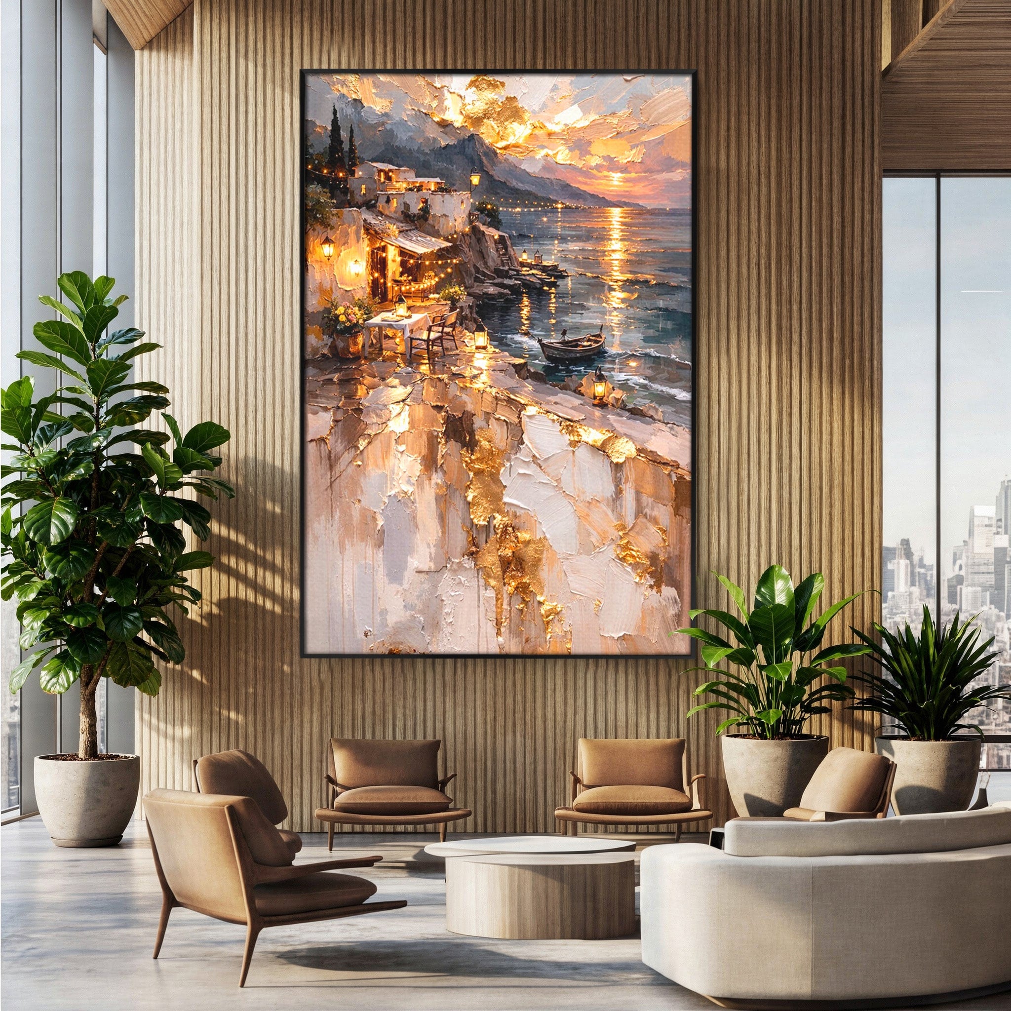 Tablou Canvas Premium LuxCanva® PI1147, Apus Mediteranean, Seara, Mare, Peisaj, Mediterranean, Living, Culori Vibrante