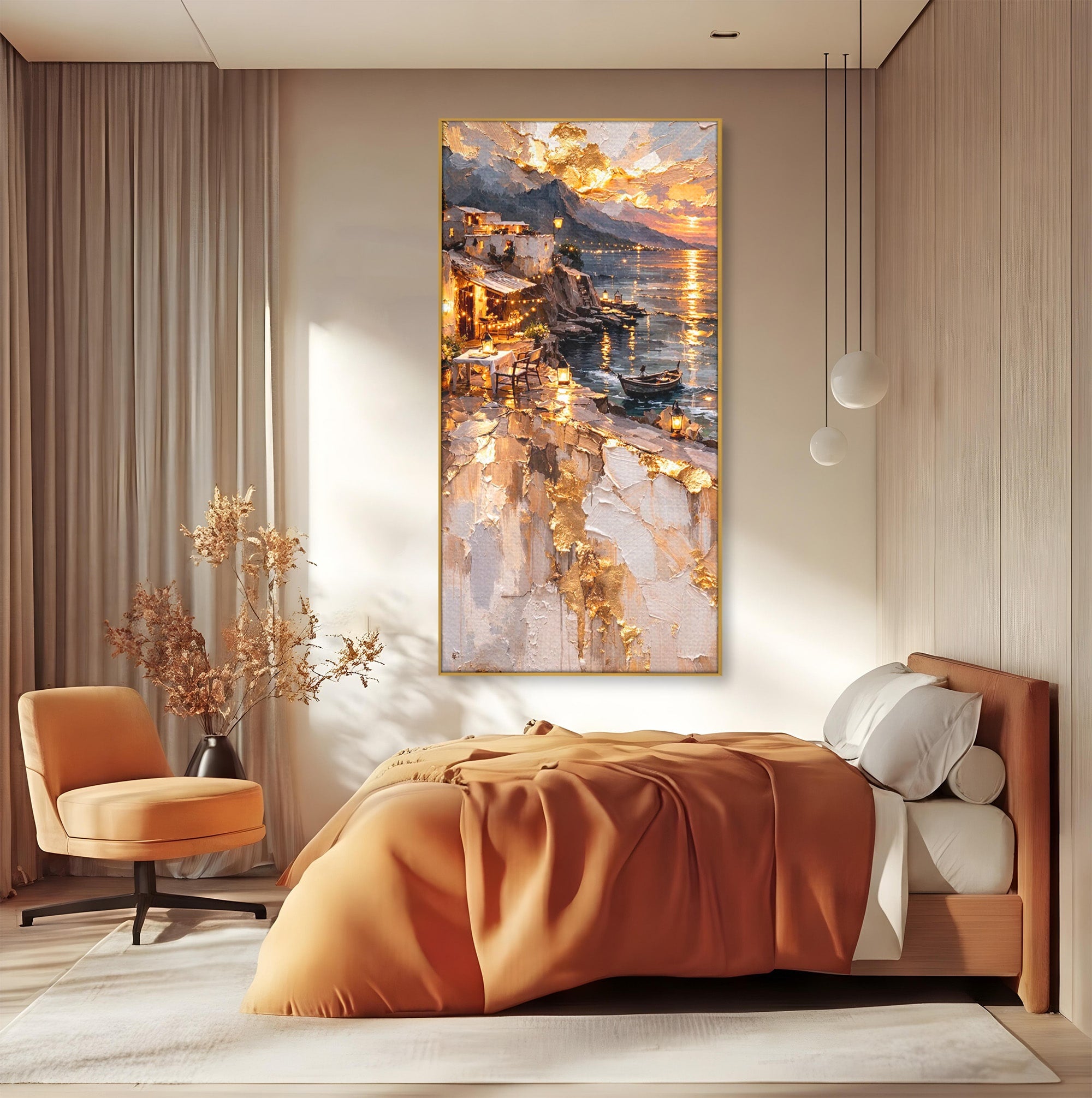 Tablou Canvas Premium LuxCanva® PI1147, Apus Mediteranean, Seara, Mare, Peisaj, Mediterranean, Living, Culori Vibrante