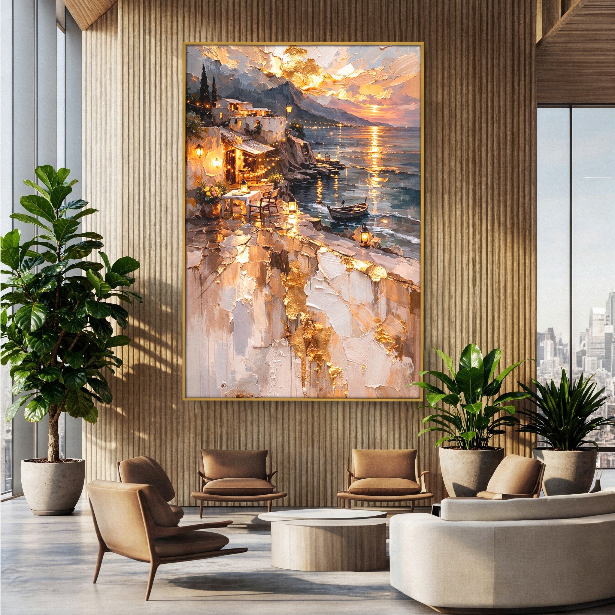 Tablou Canvas Premium LuxCanva® PI1147, Apus Mediteranean, Seara, Mare, Peisaj, Mediterranean, Living, Culori Vibrante
