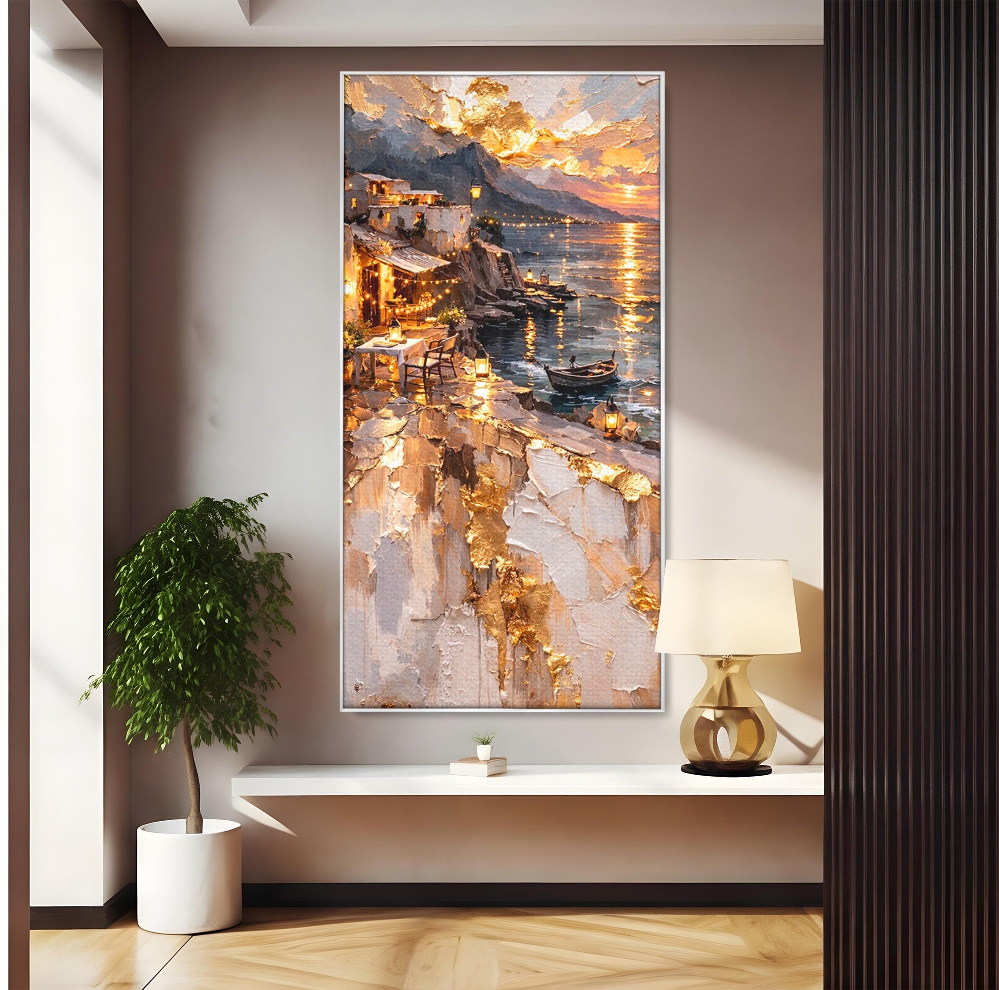 Tablou Canvas Premium LuxCanva® PI1147, Apus Mediteranean, Seara, Mare, Peisaj, Mediterranean, Living, Culori Vibrante