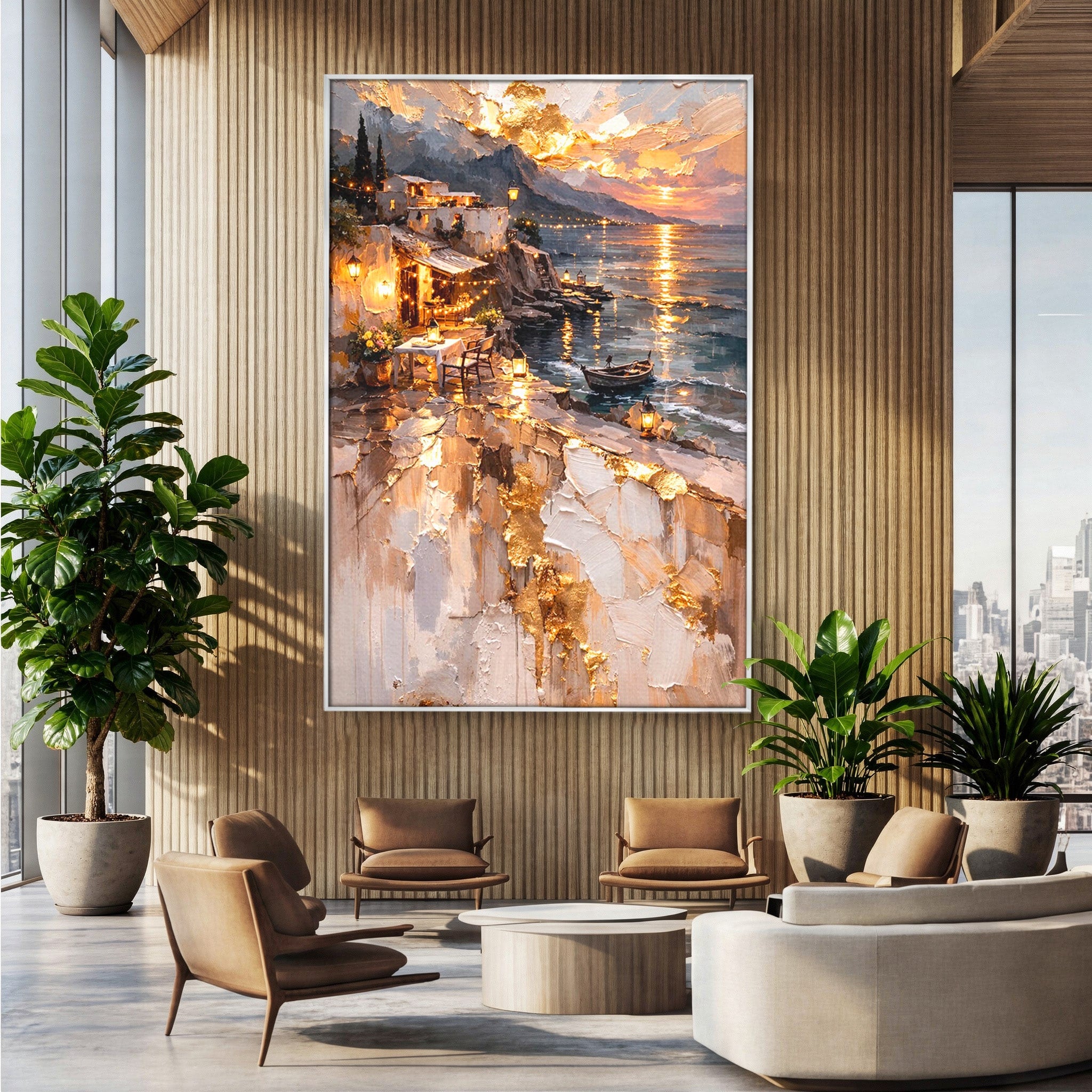 Tablou Canvas Premium LuxCanva® PI1147, Apus Mediteranean, Seara, Mare, Peisaj, Mediterranean, Living, Culori Vibrante