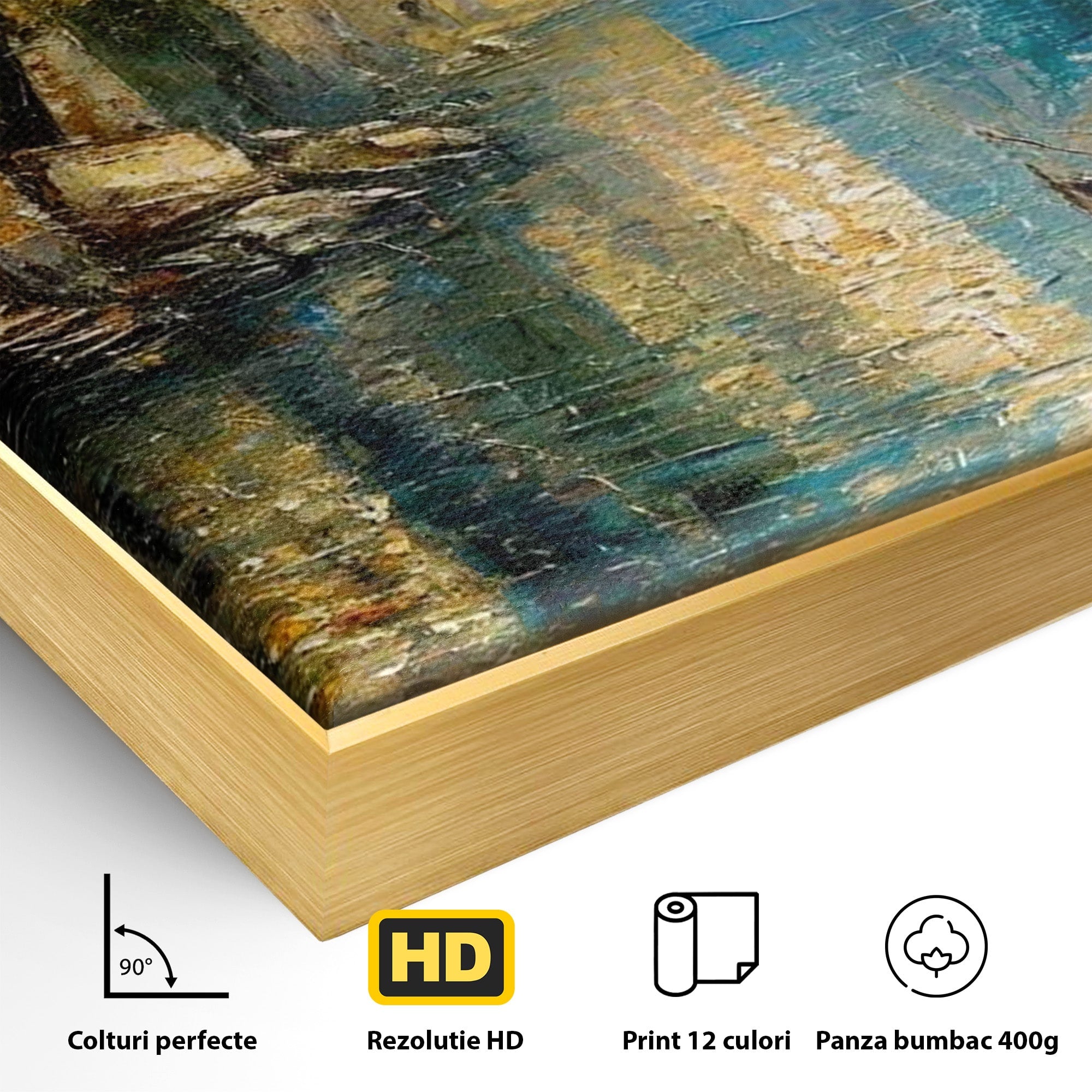 Tablou Canvas Premium LuxCanva® PI1148, Canalul Linistit, Peisaj, Apa, Barci, Toamna, Oras, Living, Culori Vibrante