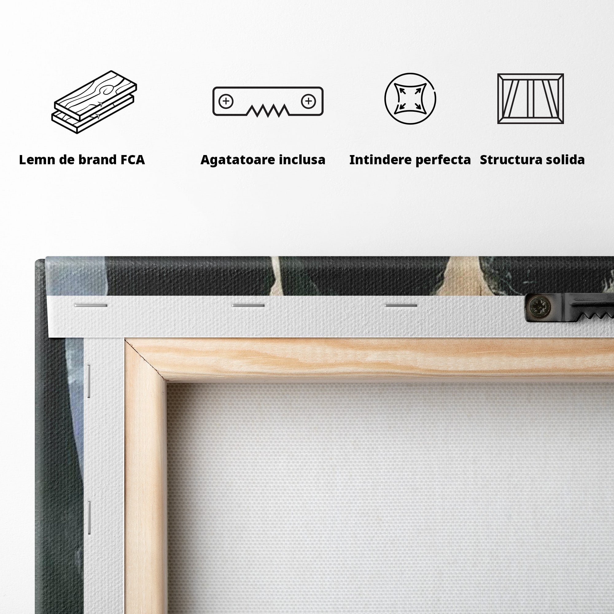 Tablou Canvas Premium LuxCanva® PI1151, Umbre Sub Luna Plina, Fantasy, Cavaleri, Negru, Noapte, Dormitor, Culori Vibrante