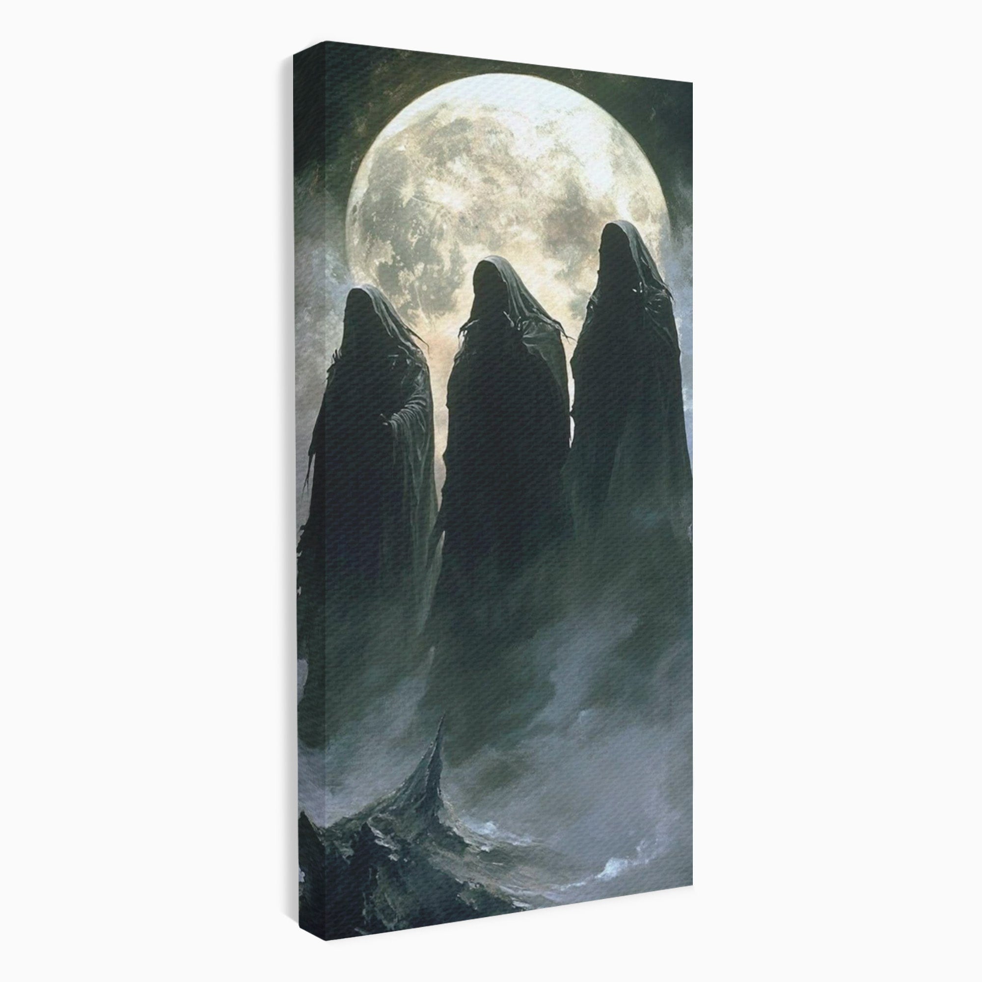 Tablou Canvas Premium LuxCanva® PI1151, Umbre Sub Luna Plina, Fantasy, Cavaleri, Negru, Noapte, Dormitor, Culori Vibrante