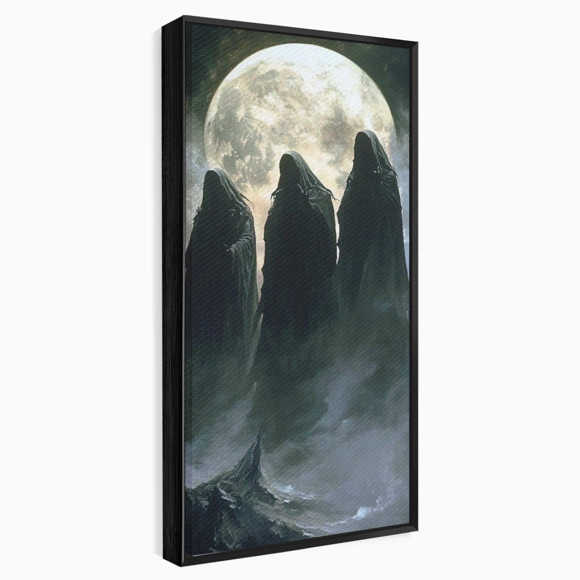 Tablou Canvas Premium LuxCanva® PI1151, Umbre Sub Luna Plina, Fantasy, Cavaleri, Negru, Noapte, Dormitor, Culori Vibrante